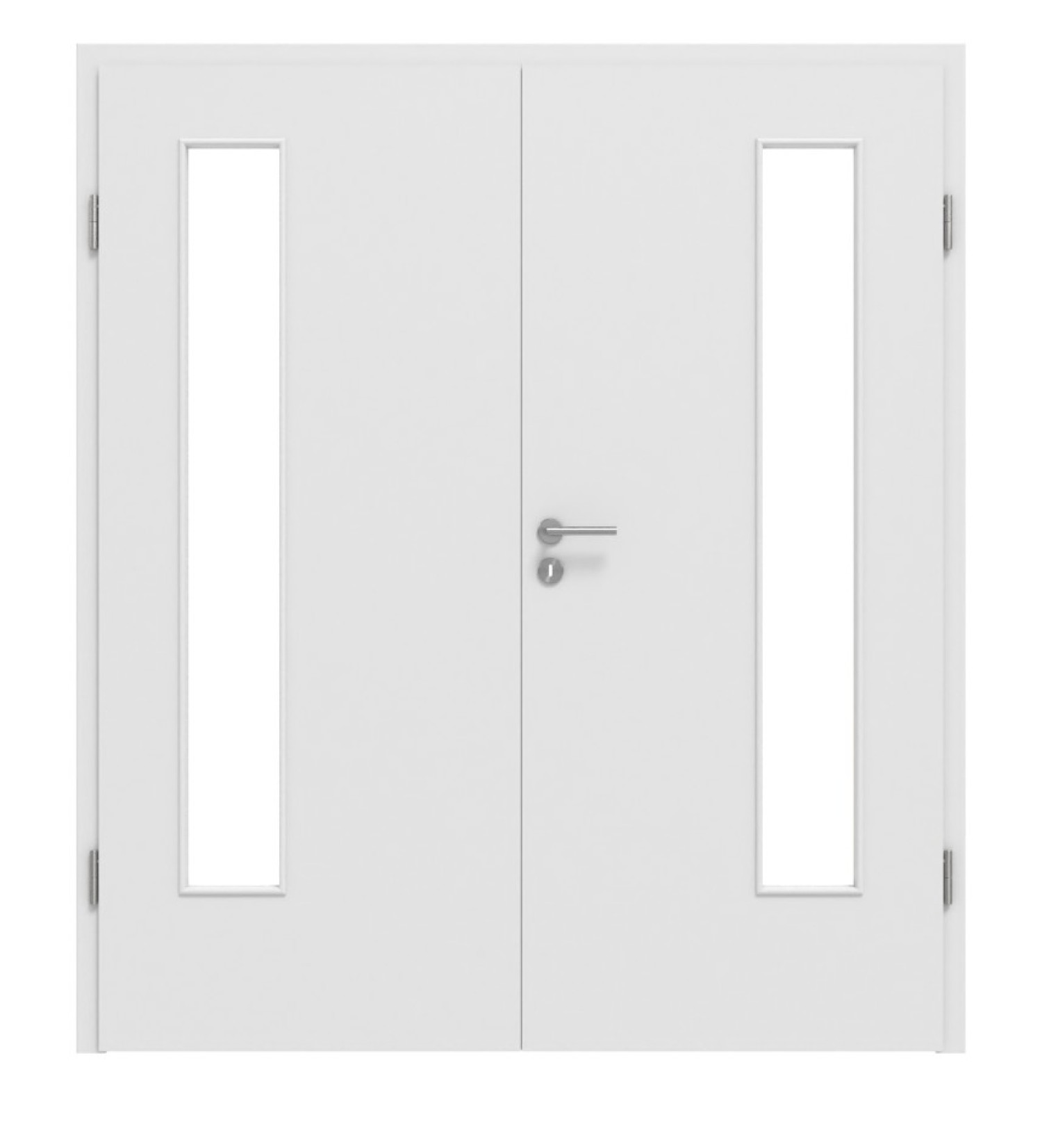 Widok z przodu Bütte Biała LA 24 z zawiasami Basic Durat drzwi podwójne z ościeżnicą - Huga