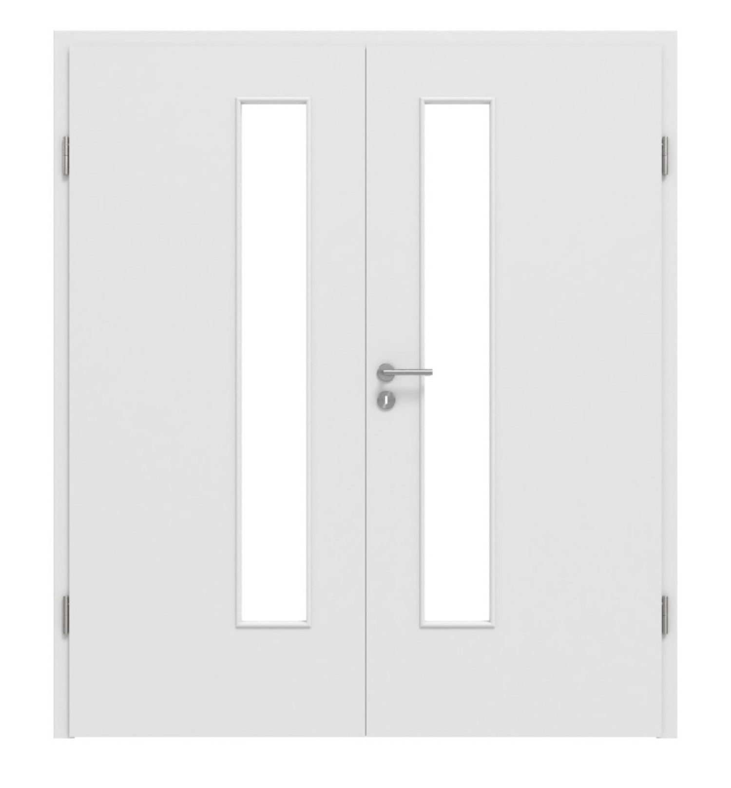 HÖRMANN Drzwi podwójne Bütte Biały Duradecor ProLine z przeszkleniem LA 24 po stronie zamka z ościeżnicą