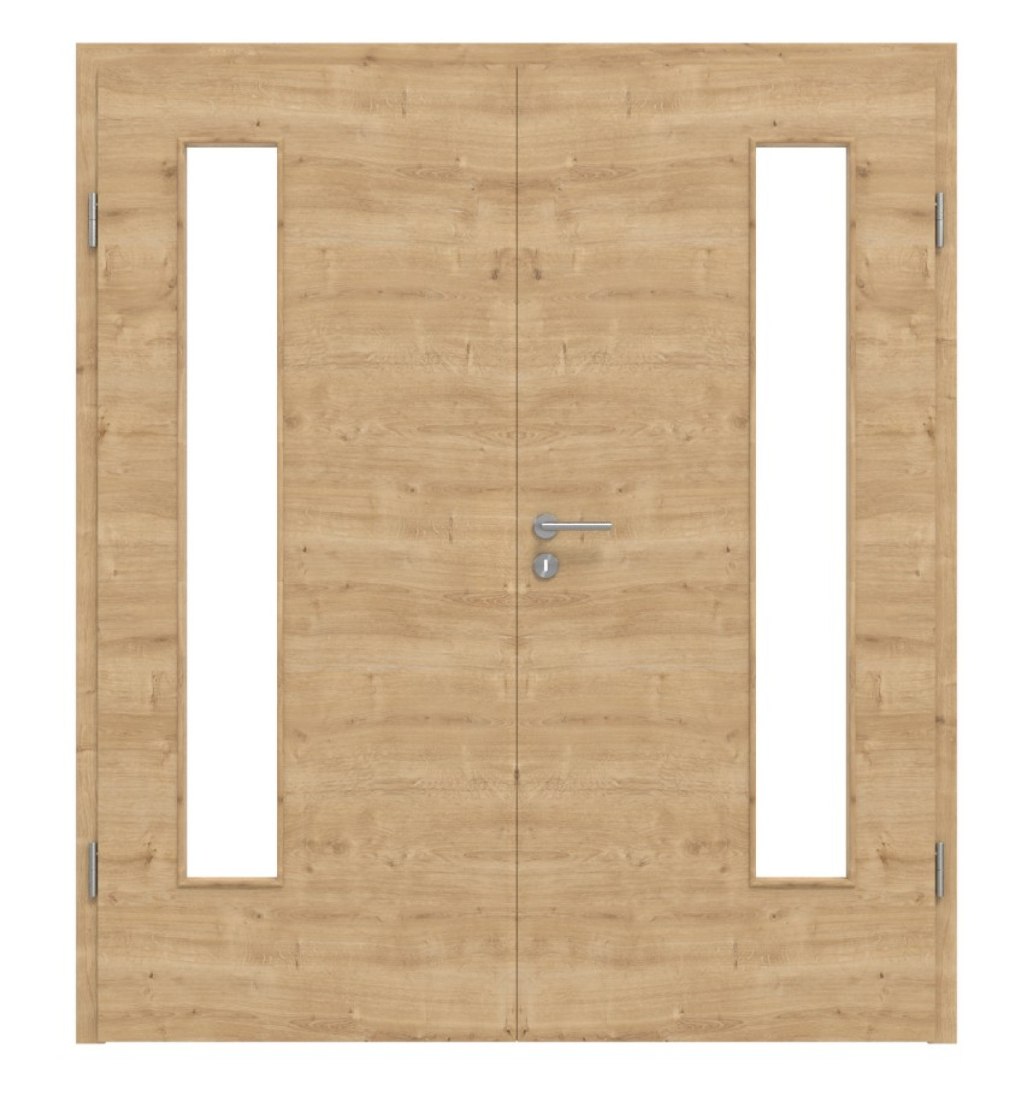 HÖRMANN Drzwi podwójne Dąb dziki układ poprzeczny Duradecor ProLine z przeszkleniem LA 24 po stronie zawiasów z ościeżnicą