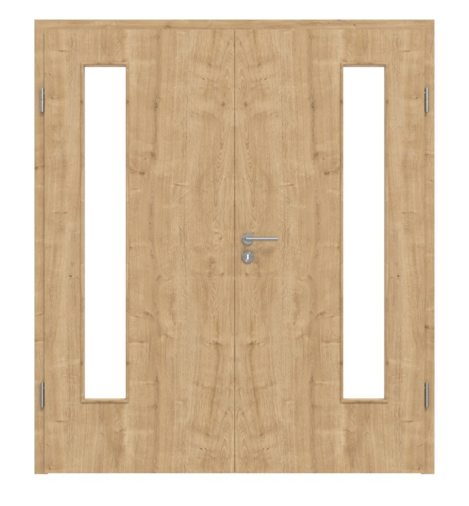 HÖRMANN Drzwi podwójne Dąb dziki Duradecor ProLine z przeszkleniem LA 24 po stronie zawiasów z ościeżnicą