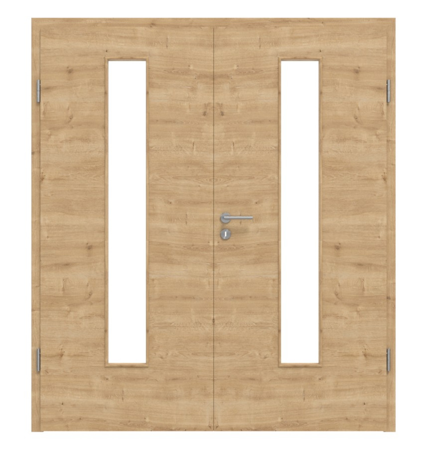 Front view of wild oak cross LA 24 BaseLine Duradecor double-leaf door including frame - Hörmann