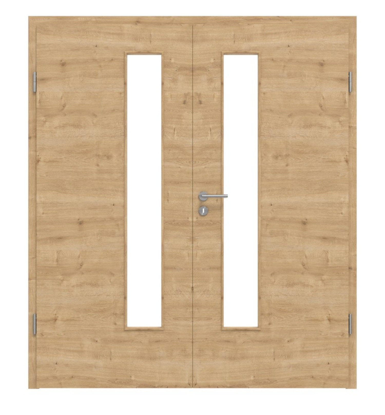 HÖRMANN Drzwi podwójne Dąb dziki układ poprzeczny Duradecor ProLine z przeszkleniem LA 24 po stronie zamka z ościeżnicą