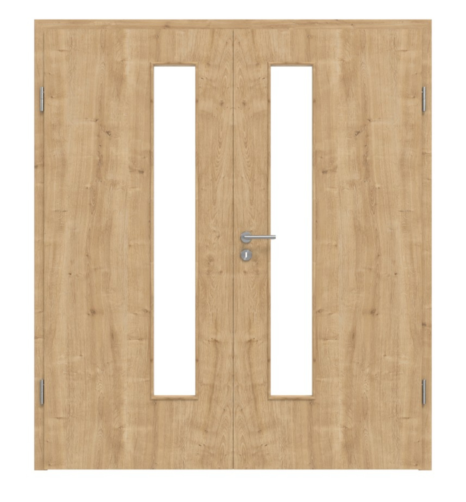 HÖRMANN Drzwi podwójne Dąb dziki Duradecor ProLine z przeszkleniem LA 24 po stronie zamka z ościeżnicą