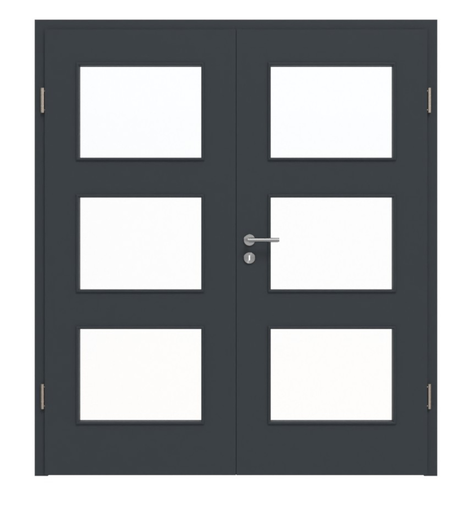 HÖRMANN Drzwi podwójne antracytowe lakierowane ProLine z przeszkleniem LA-11 z ościeżnicą