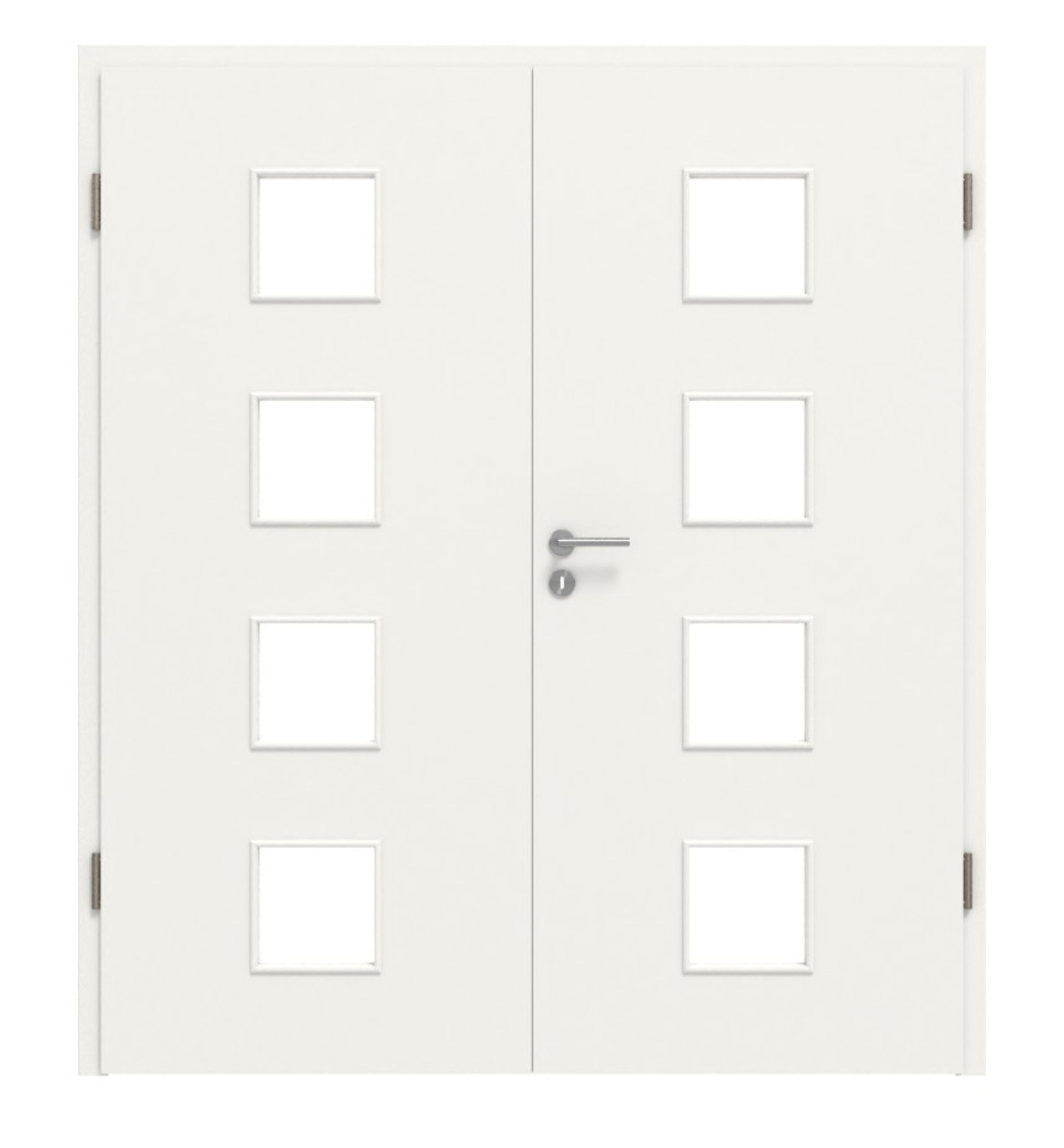 Widok z przodu białej podobnej do RAL 9016 LA 14 Basic lakierowanej podwójnej drzwi z ościeżnicą - Huga