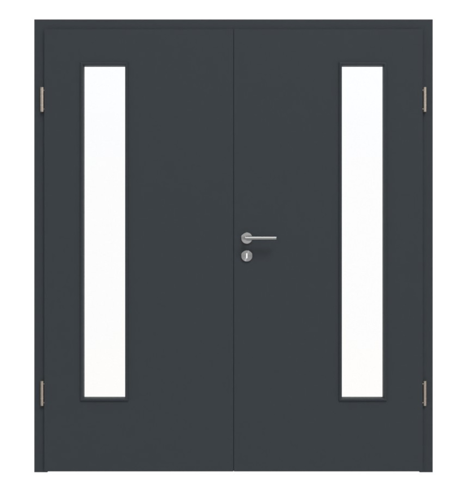 HÖRMANN Drzwi podwójne antracytowe szare lakierowane ProLine z przeszkleniem LA-24 po stronie zawiasów z ościeżnicą