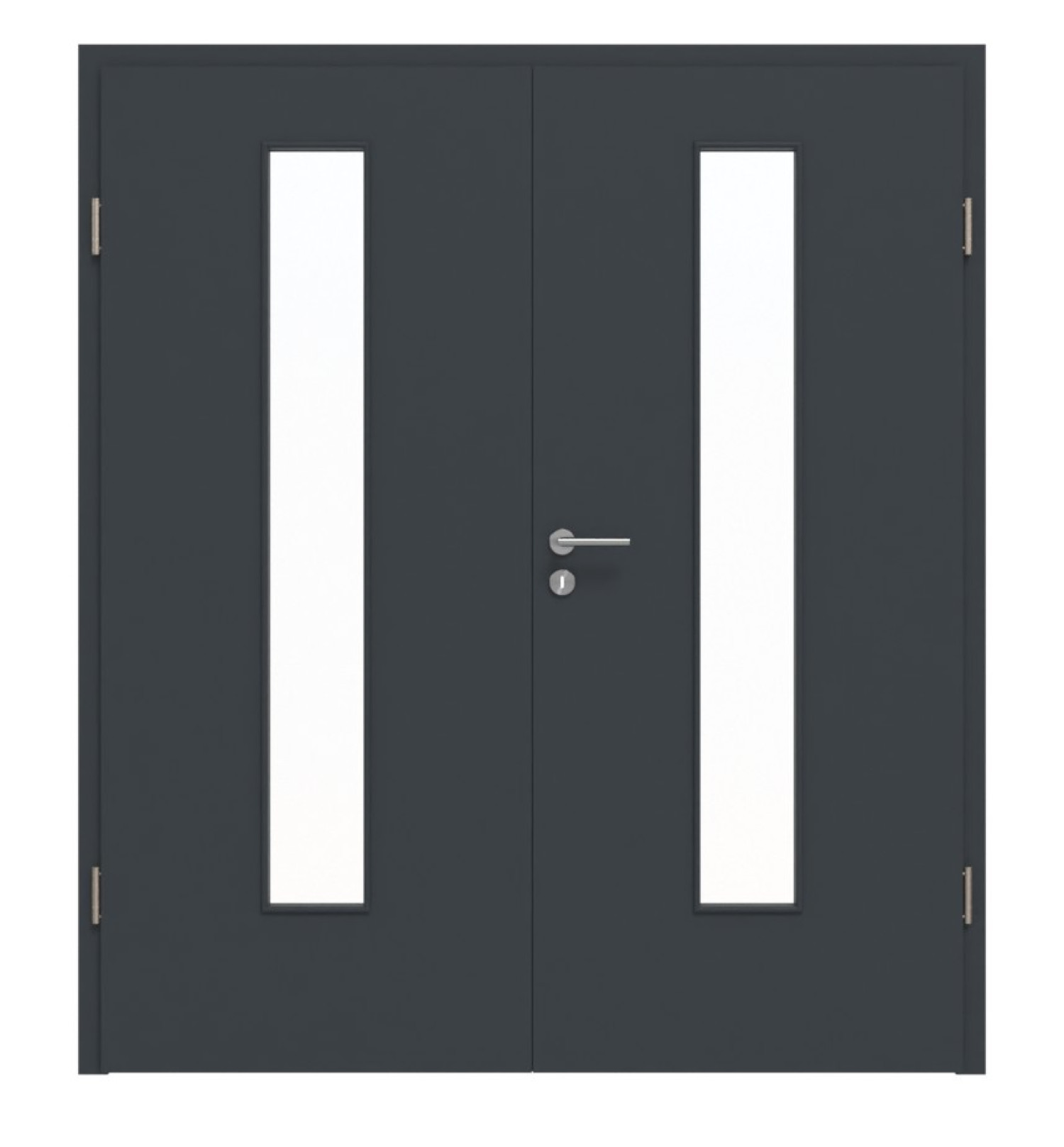 HÖRMANN Drzwi podwójne antracytowe szare lakierowane ProLine z przeszkleniem LA-24 centralnie z ościeżnicą