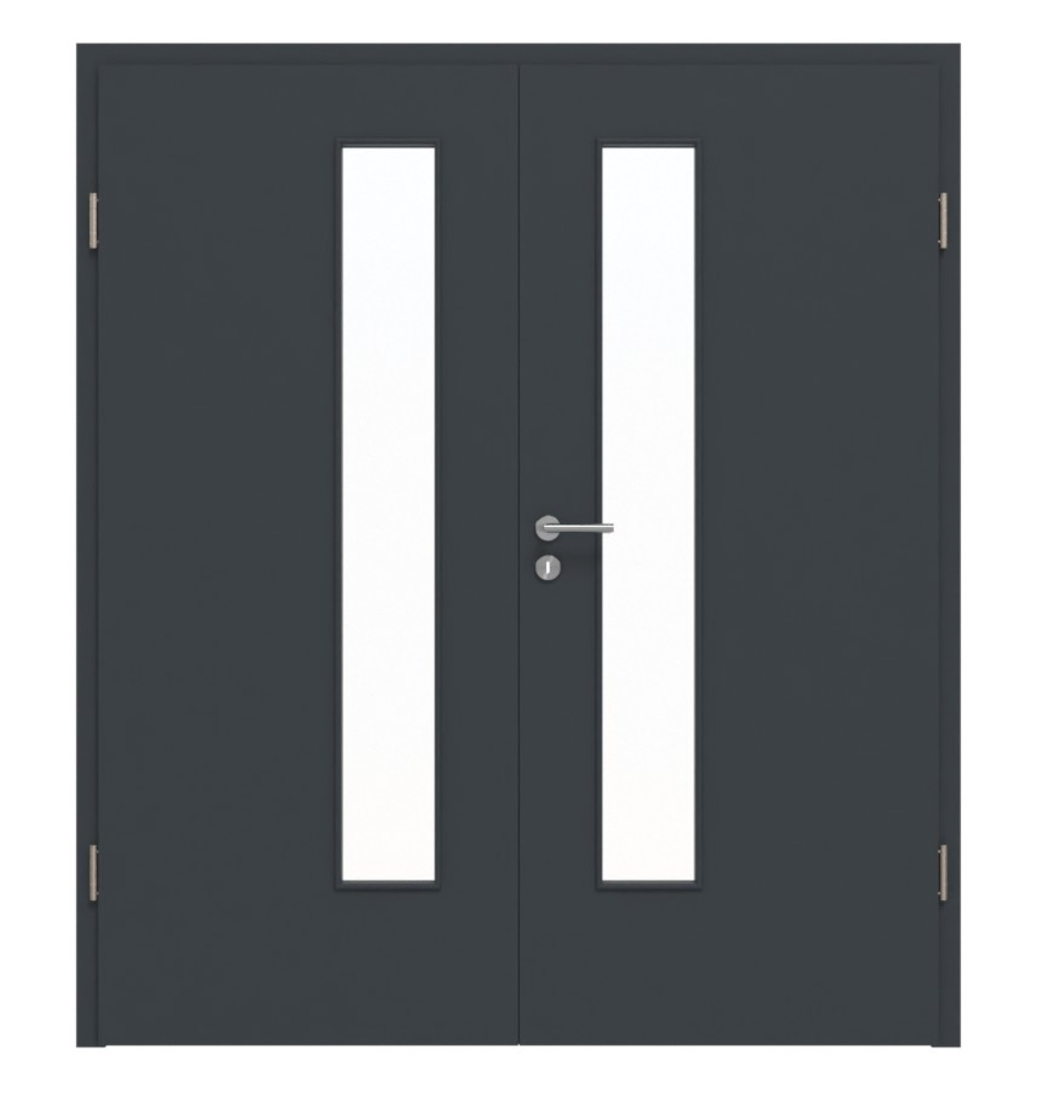 HÖRMANN Drzwi podwójne antracytowy szary lakier ProLine z przeszkleniem LA-24 po stronie zamka z ościeżnicą