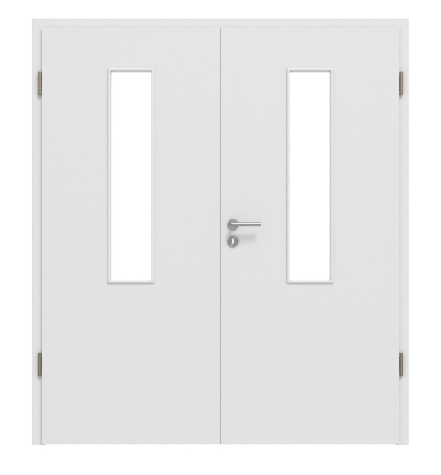 HÖRMANN Drzwi podwójne Bütte Biały Duradecor ProLine z przeszkleniem LA 4 centralnie z ościeżnicą