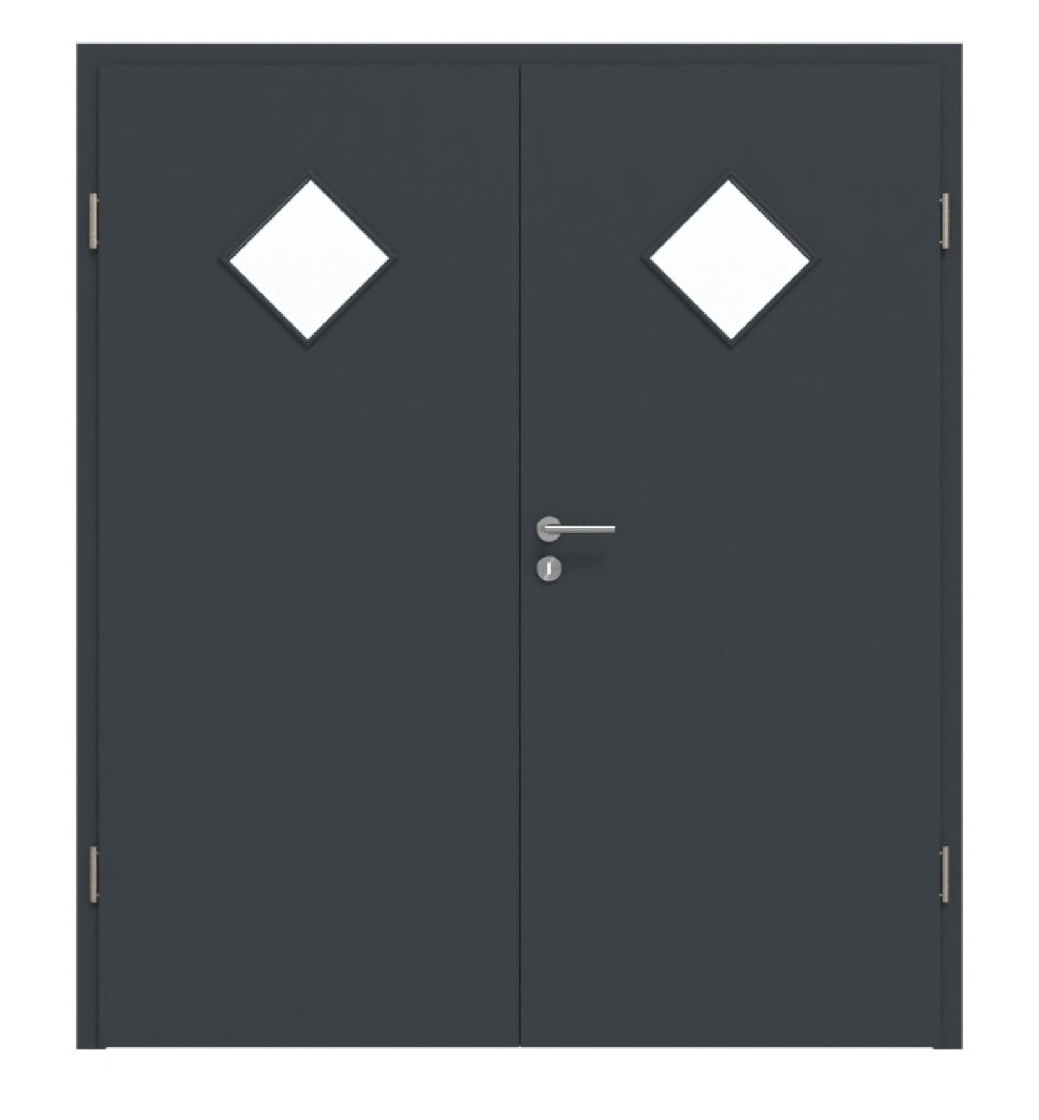 HÖRMANN Drzwi podwójne antracytowy szary lakier ProLine z przeszkleniem LA-6 romb z ościeżnicą