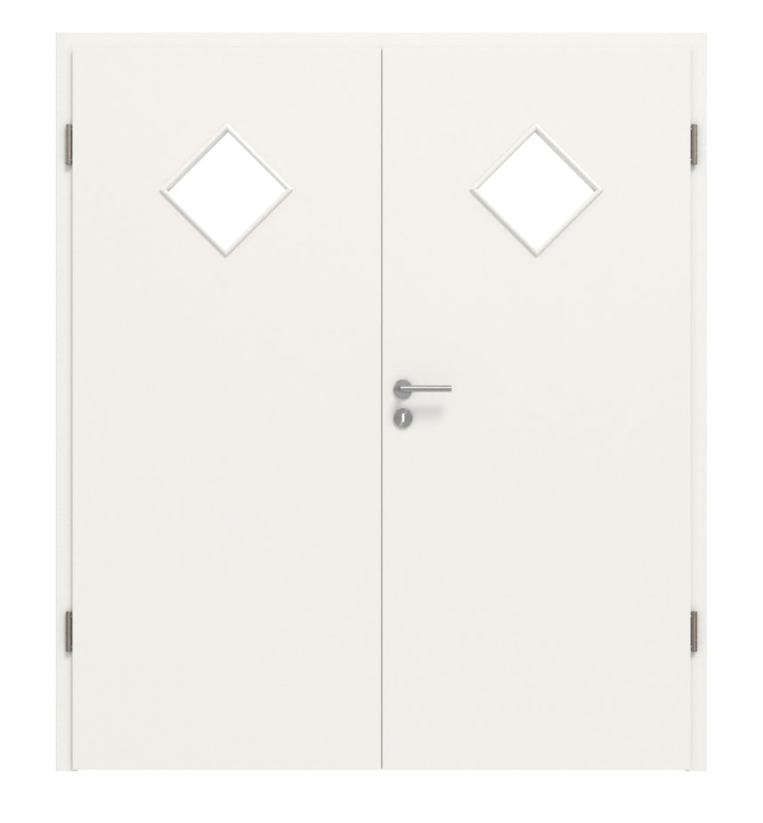 Widok z przodu białej podobnej do RAL 9016 LA 6 Raute Basic Lakierowanej podwójnej drzwi w komplecie z ościeżnicą - Huga