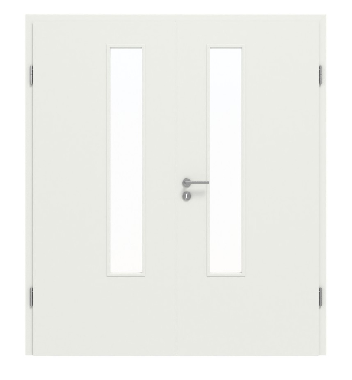 Frontansicht drzwi podwójnych Basic białe lakierowane podobne do RAL 9003 4.18 z przeszkleniem z ościeżnicą
