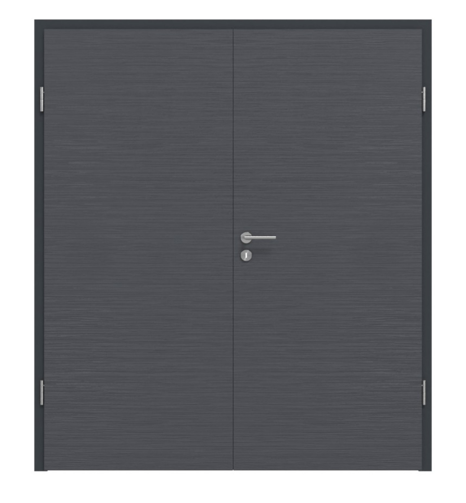 Widok z przodu podwójnych drzwi strukturalnych antracytowych Basic z ościeżnicą - Huga