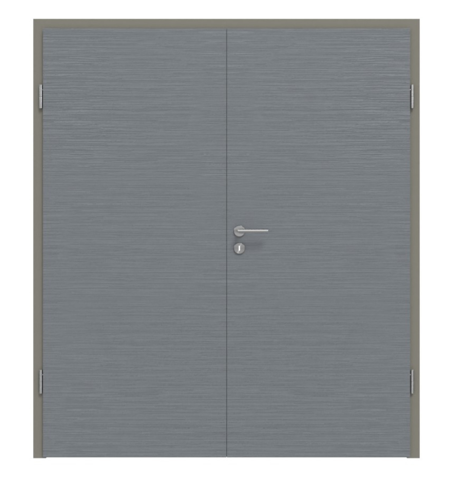 Widok z przodu podwójnych drzwi strukturalnych Hygge Szary Basic z ościeżnicą - Huga