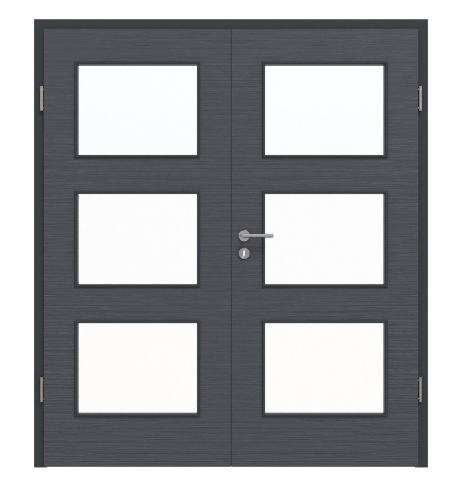 Widok z przodu podwójnych drzwi LA 11 Strukturyzowanych Antracytowych Basic z ościeżnicą - Huga