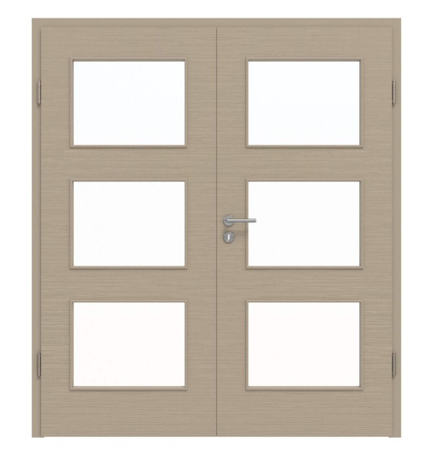 Widok z przodu podwójnych drzwi LA 11 Strukturalne Taupe Basic z ościeżnicą - Huga