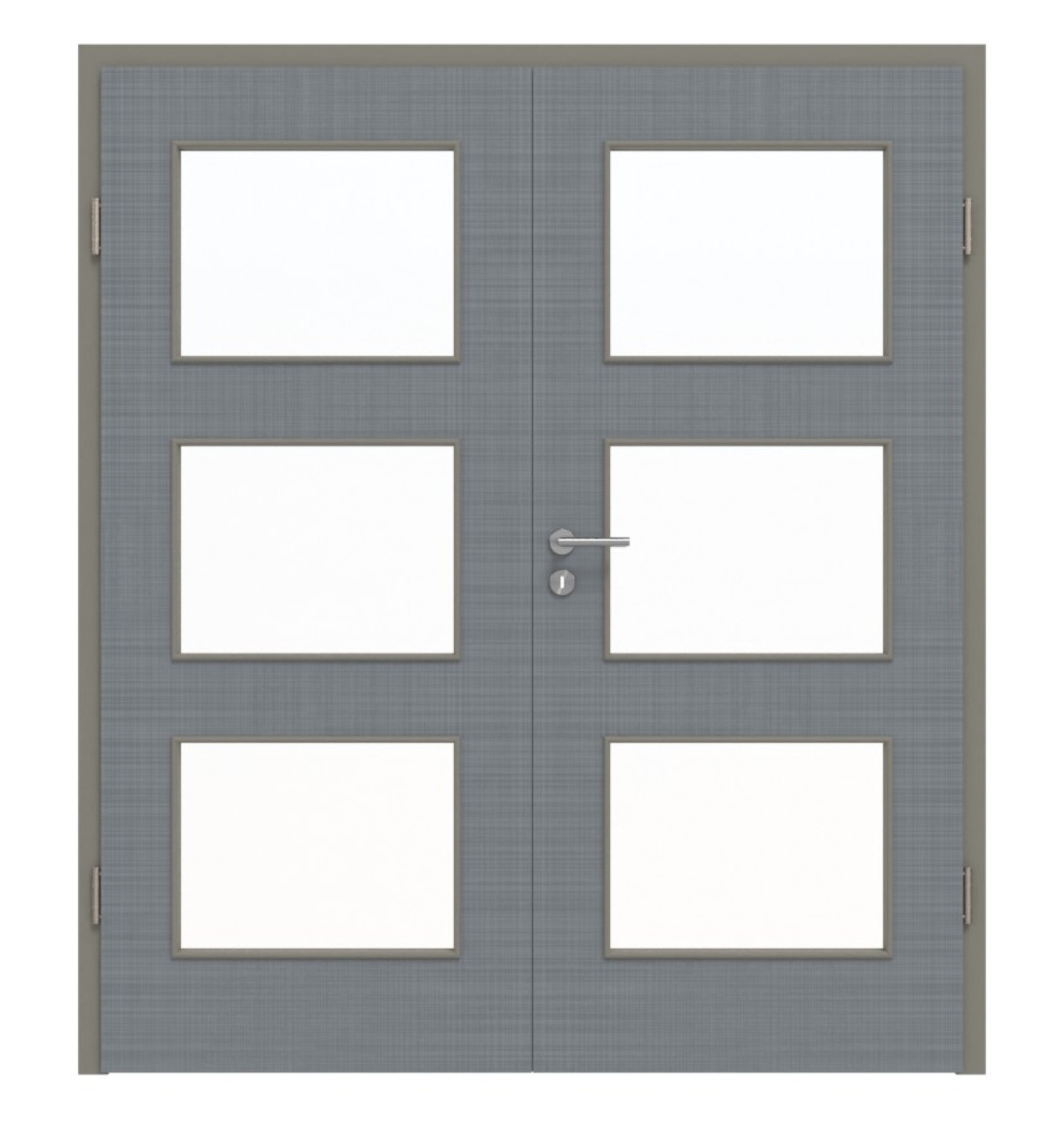 Widok frontowy podwójnych drzwi LA 11 Cotton like Hygge Szary Basic z ościeżnicą - Huga