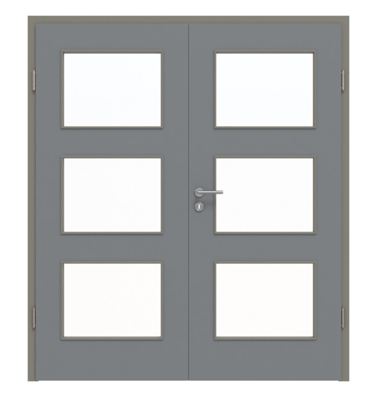Widok z przodu podwójnych drzwi LA 11 Ultramatt Hygge Szary Basic z ościeżnicą - Huga