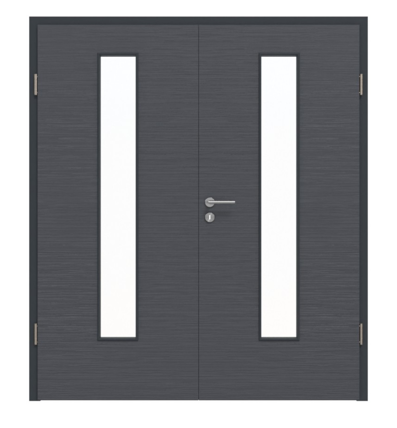 Widok z przodu podwójnych drzwi LA 24 Strukturalne Antracyt Basic z ościeżnicą - Huga