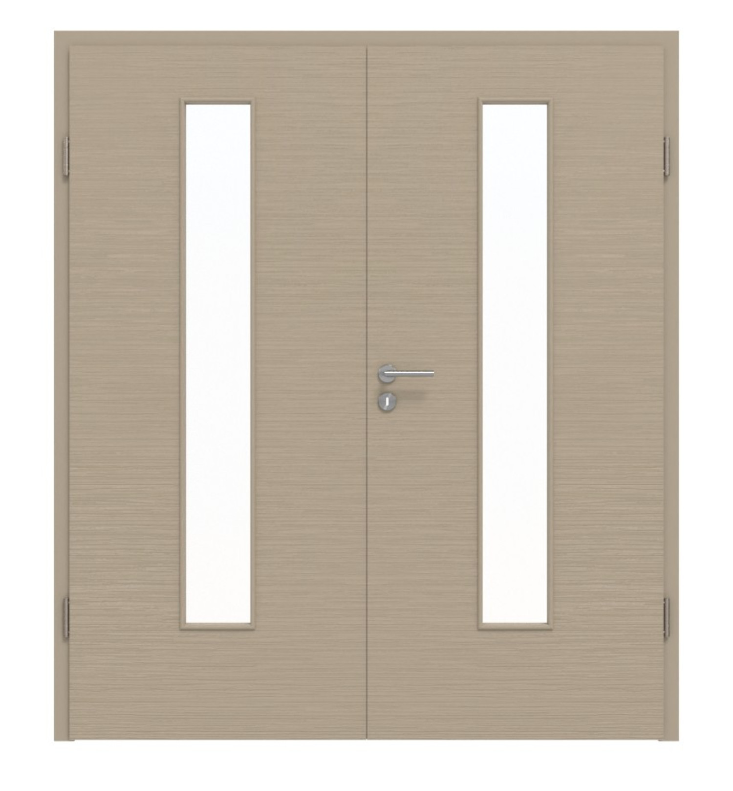 Widok frontowy podwójnych drzwi LA 24 Strukturiert Taupe Basic z ościeżnicą - Huga