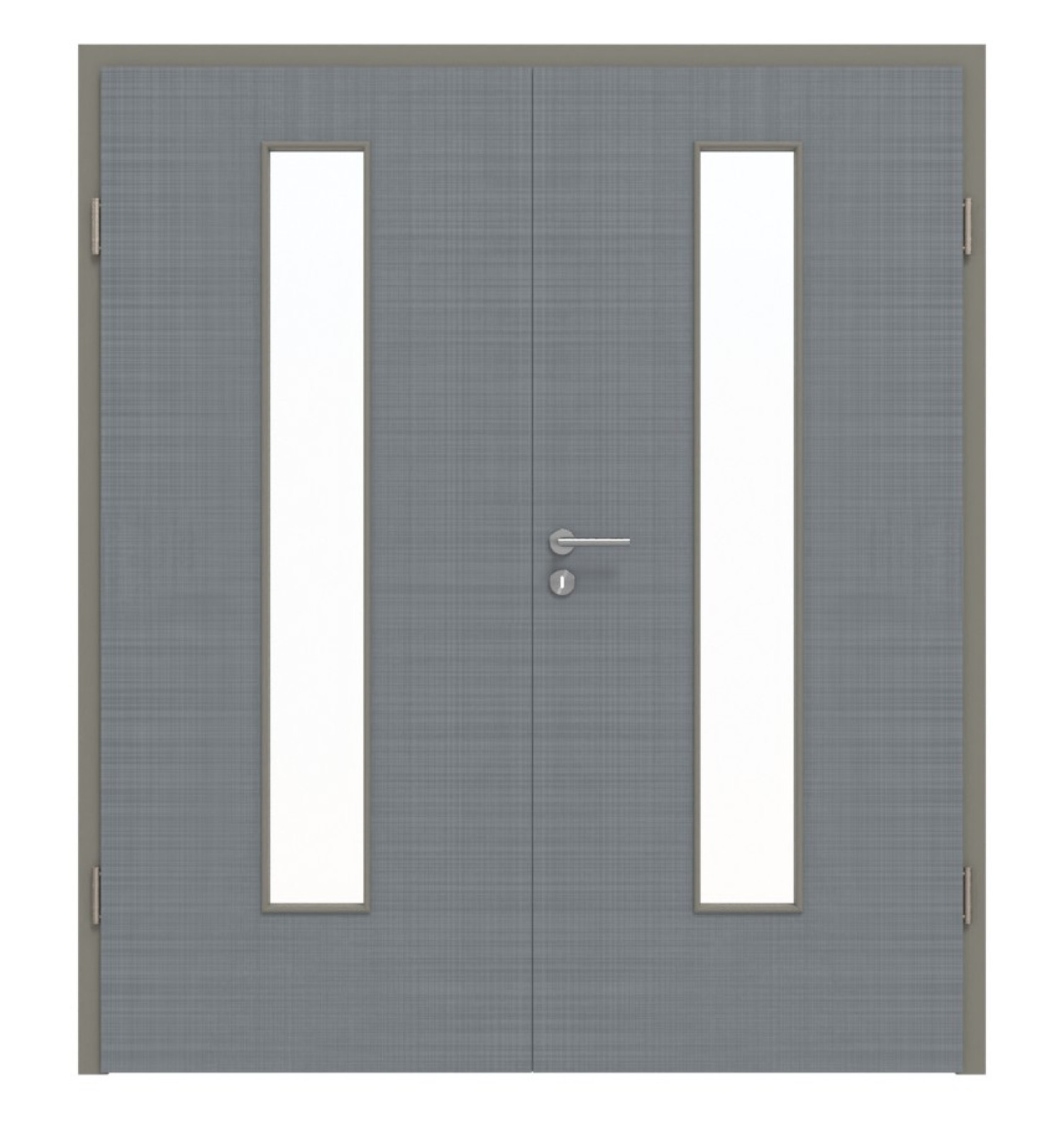 Widok frontowy podwójnych drzwi LA 24 środkowych Cotton like Hygge Szary Basic z ościeżnicą - Huga