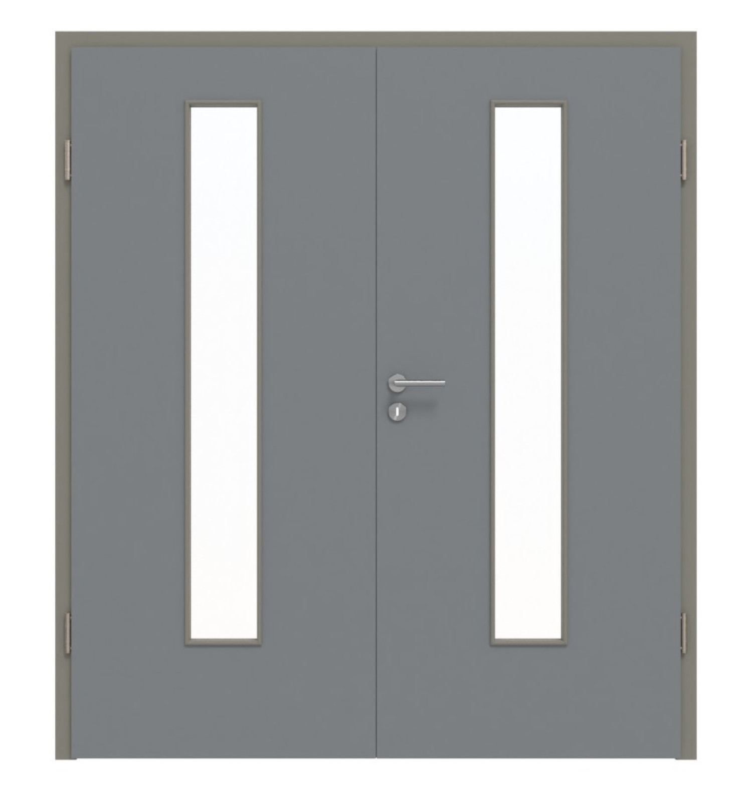 Widok z przodu podwójnych drzwi LA 24 środkowych Ultramat Hygge Szary Basic z ościeżnicą - Huga