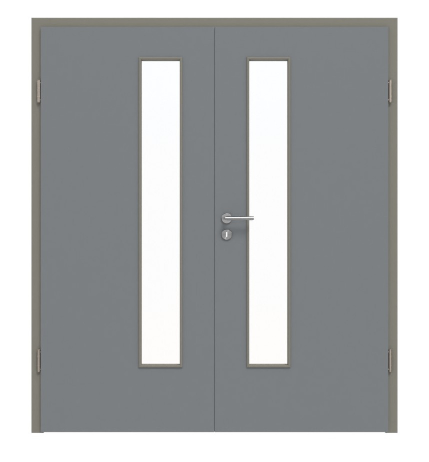 Widok z przodu podwójnych drzwi LA 24 z zamkiem Ultramat Hygge Szary Basic z ościeżnicą - Huga