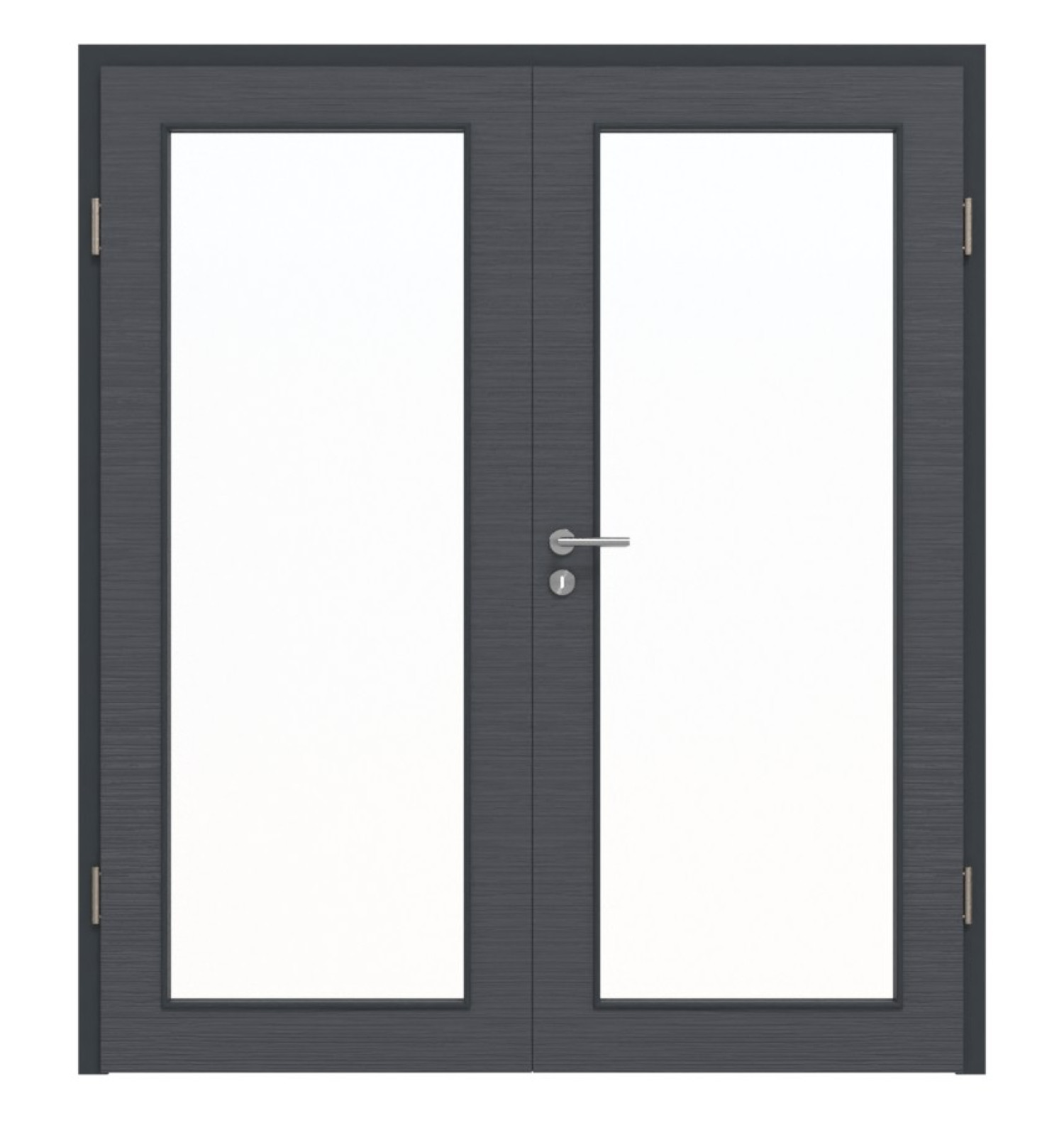 Widok z przodu podwójnych drzwi LA 27 Strukturalne Antracyt Basic z ościeżnicą - Huga