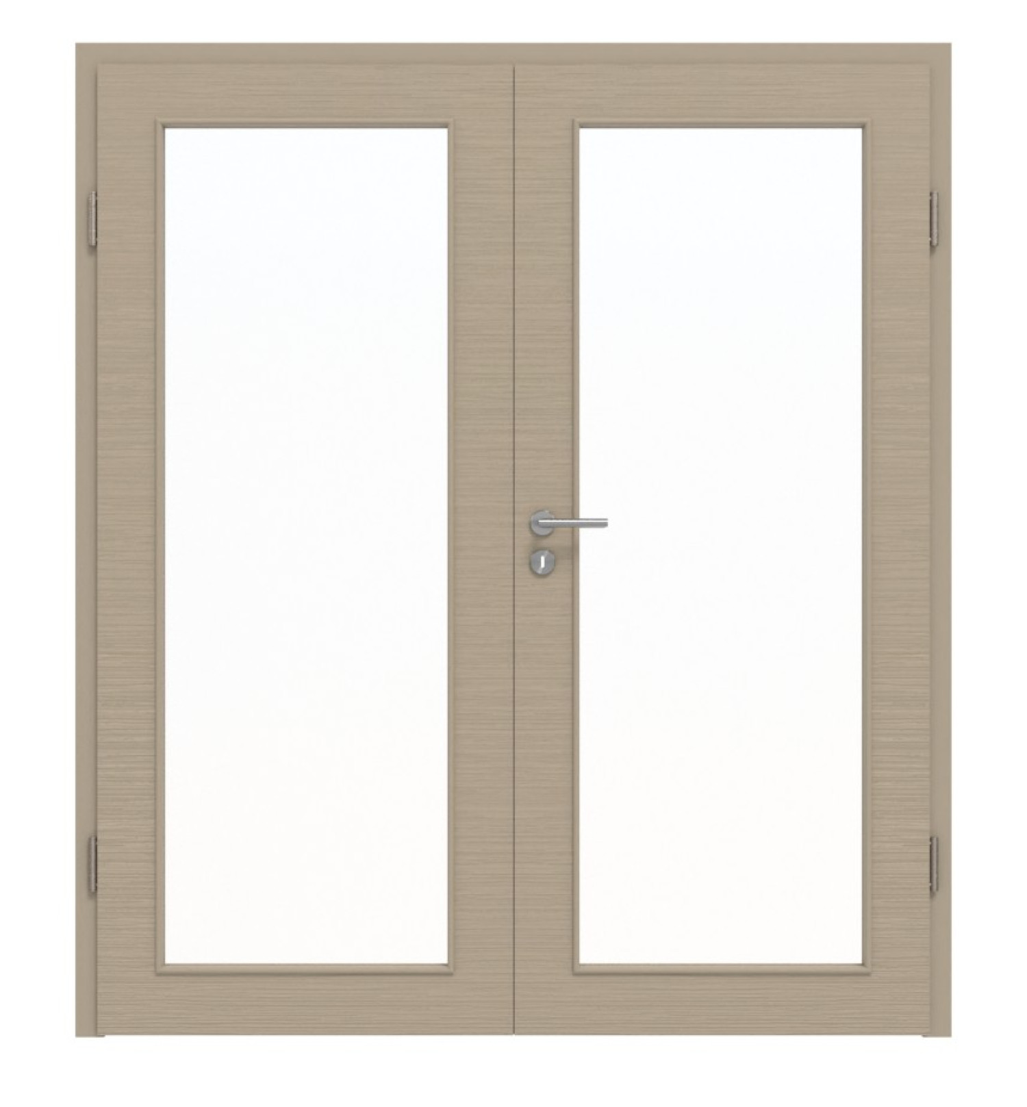 Widok z przodu podwójnych drzwi LA 27 Strukturalne Taupe Basic z ościeżnicą - Huga