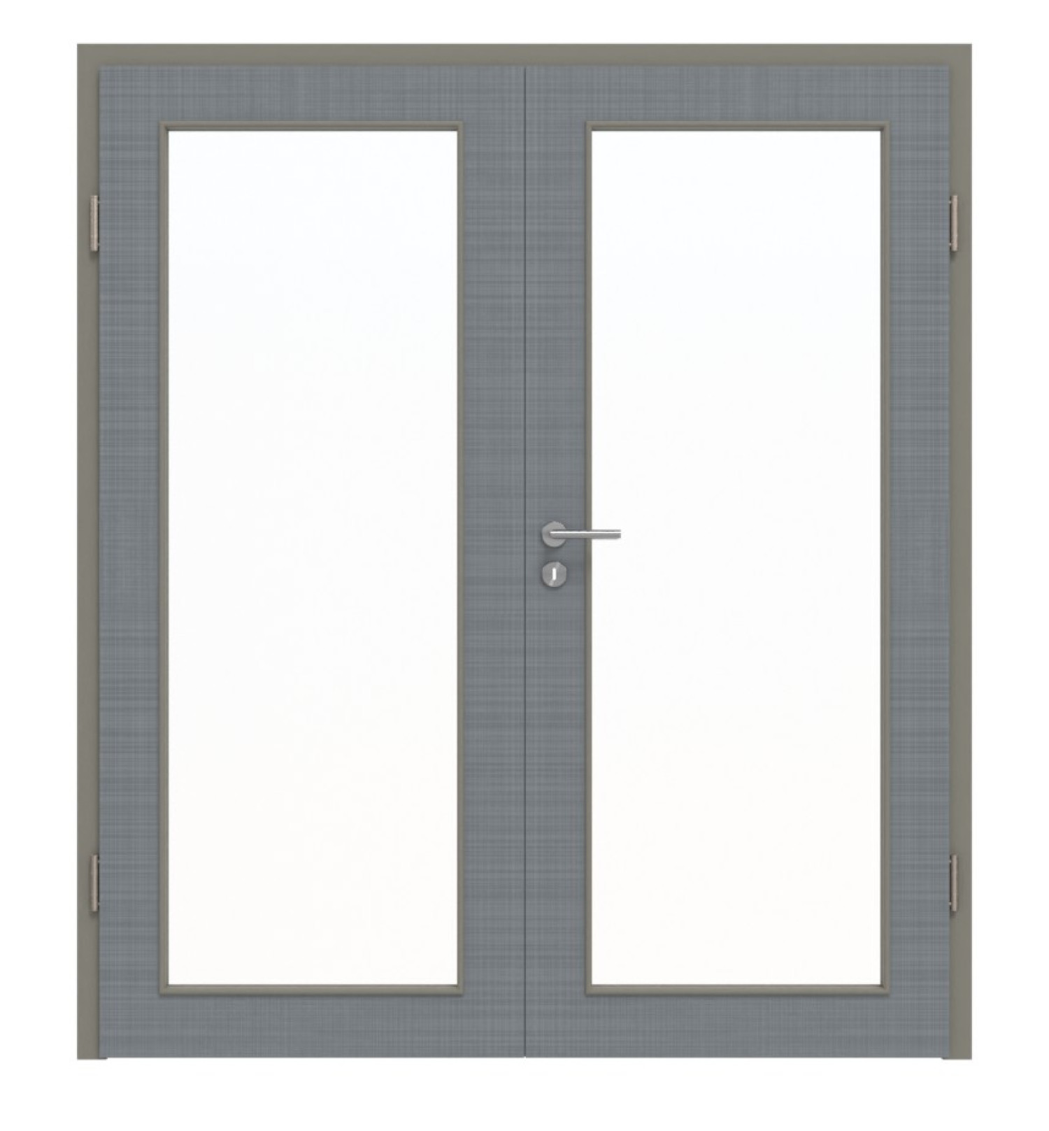 Widok z przodu podwójnych drzwi LA 27 Cotton like Hygge Szary Basic z ościeżnicą - Huga