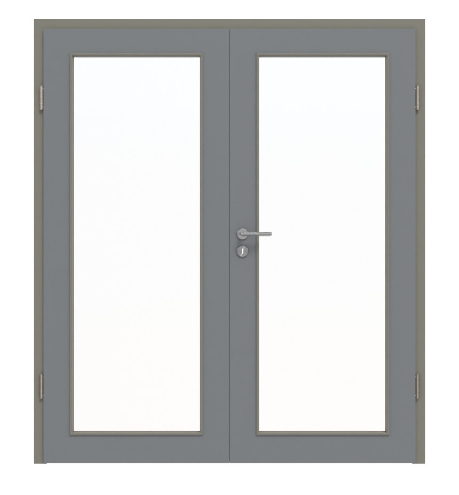 Widok z przodu podwójnych drzwi LA 27 Ultramat Hygge Szary Basic z ościeżnicą - Huga