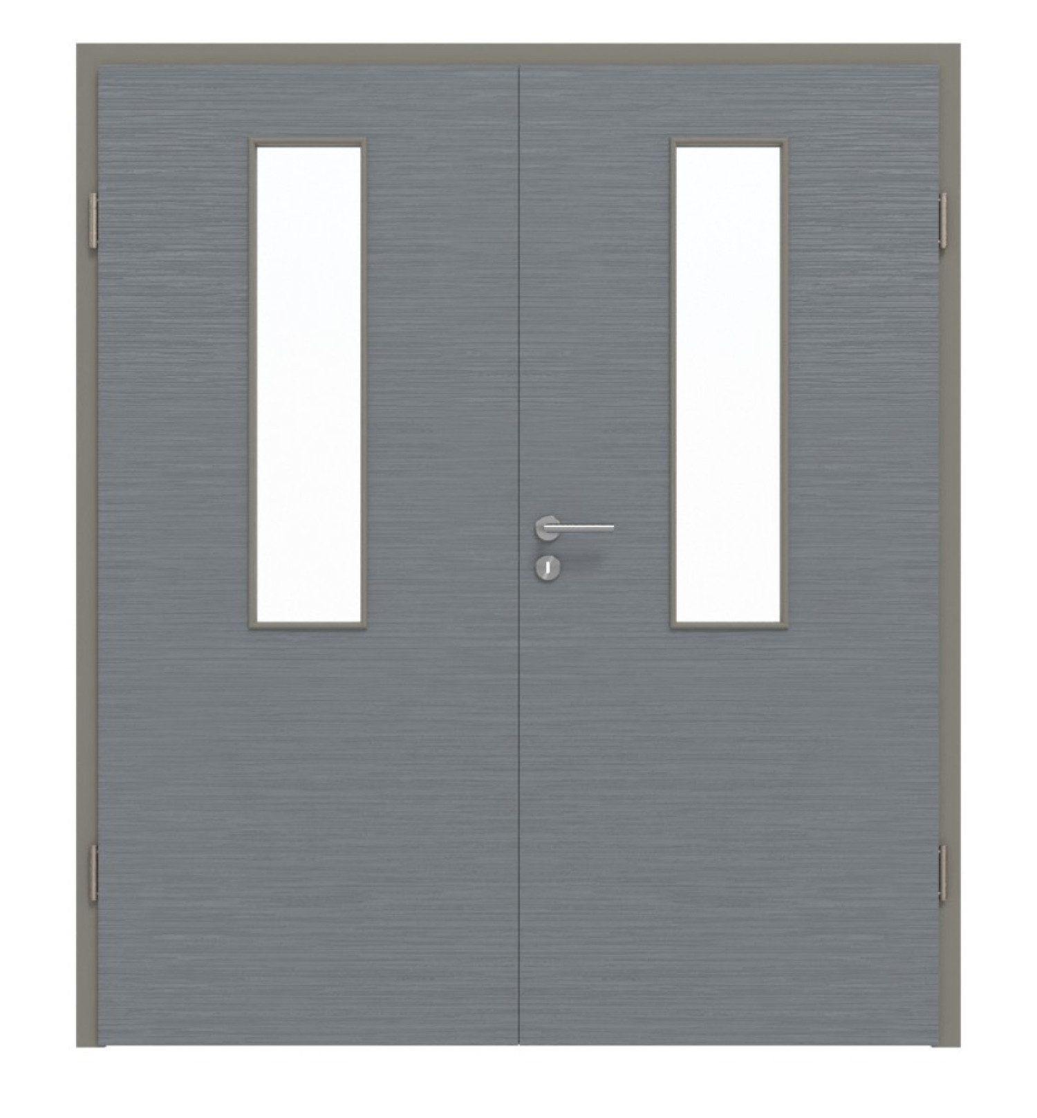 Widok z przodu podwójnych drzwi LA 4 środkowych Struktura Hygge Szary Basic z ościeżnicą - Huga