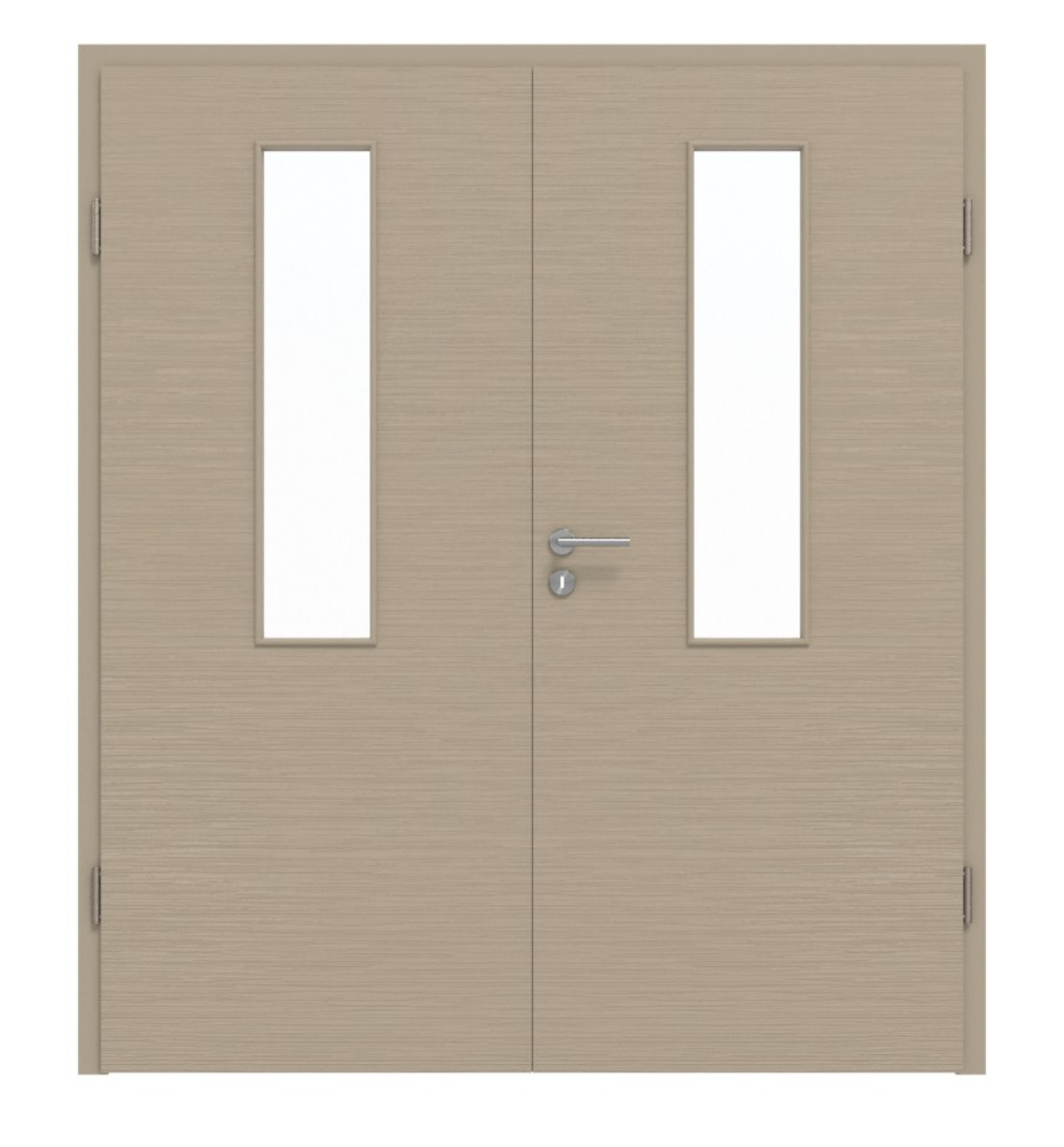 Widok z przodu podwójnych drzwi LA 4 Strukturalne Taupe Basic z ościeżnicą - Huga