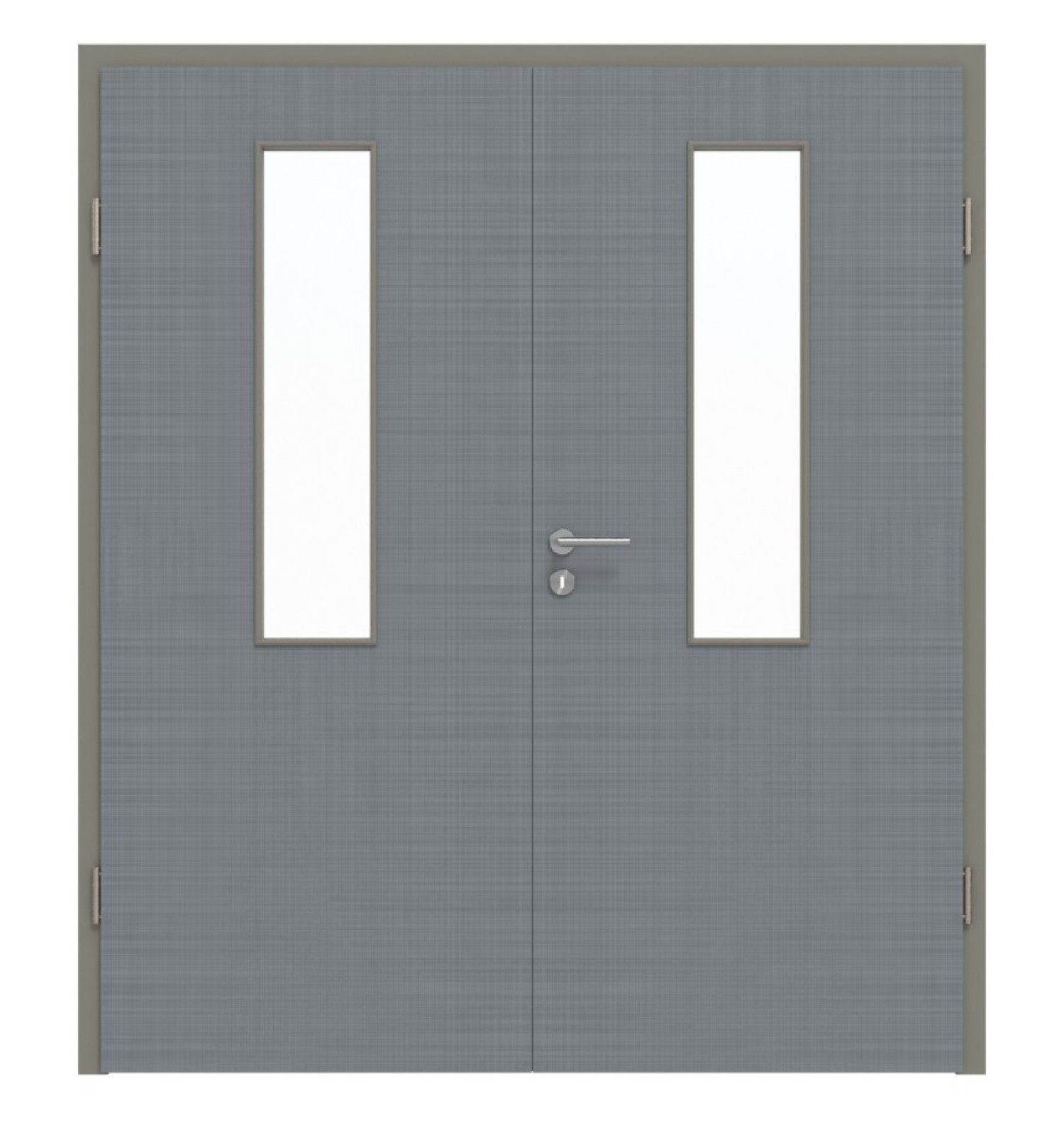 Widok frontowy podwójnych drzwi LA 4 środkowych Cotton like Hygge Szary Basic z ościeżnicą - Huga