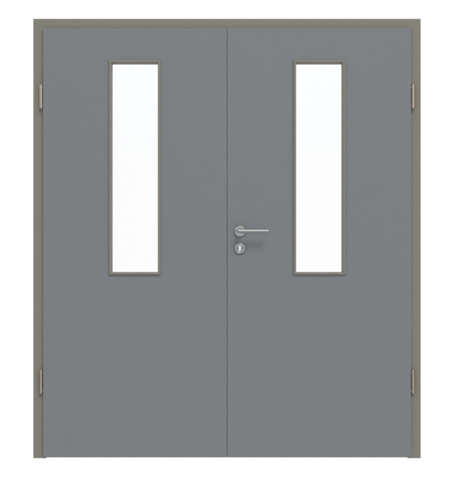 Widok z przodu podwójnych drzwi LA 4 środkowych Ultramat Hygge Szary Basic z ościeżnicą - Huga