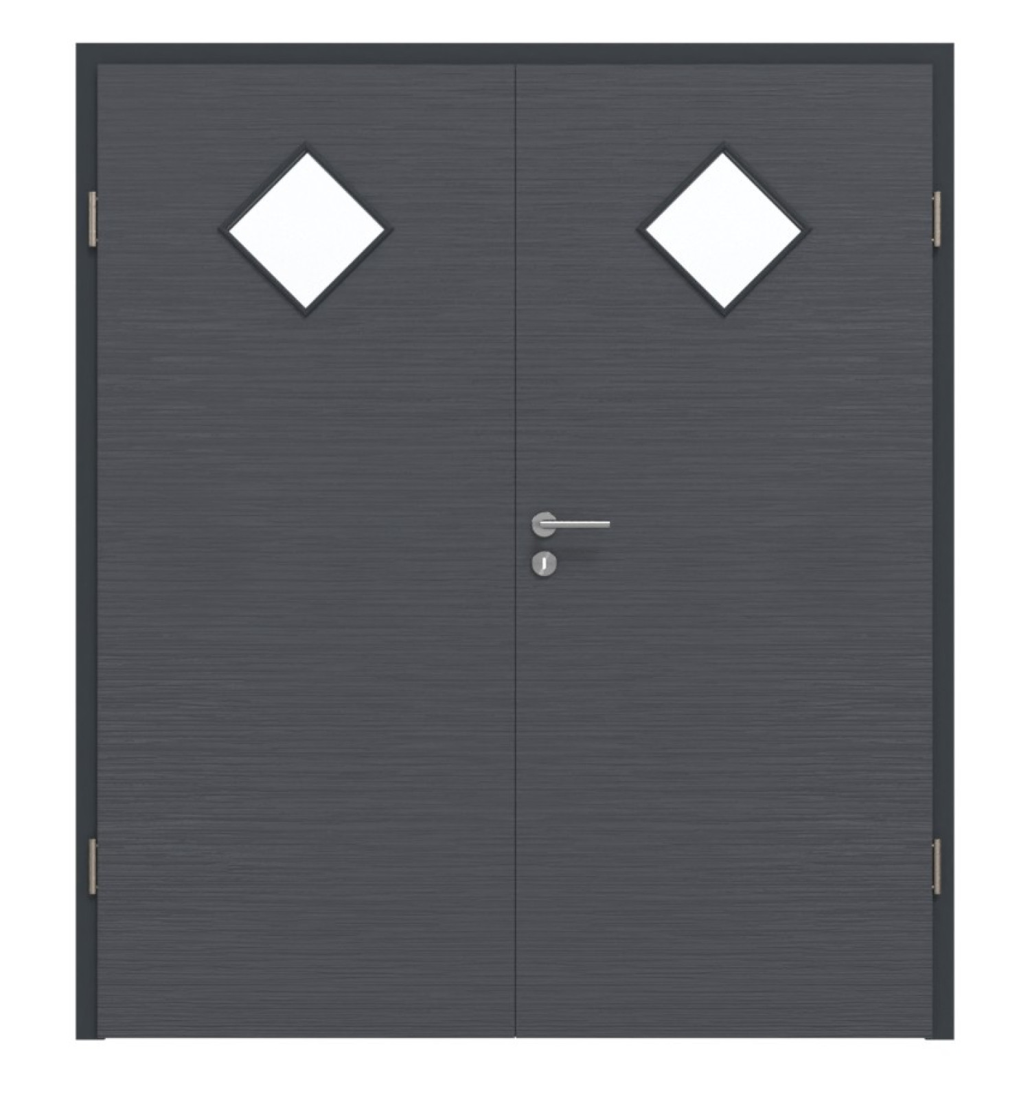 Widok z przodu podwójnych drzwi LA 6 Strukturalne Antracyt Basic z ościeżnicą - Huga