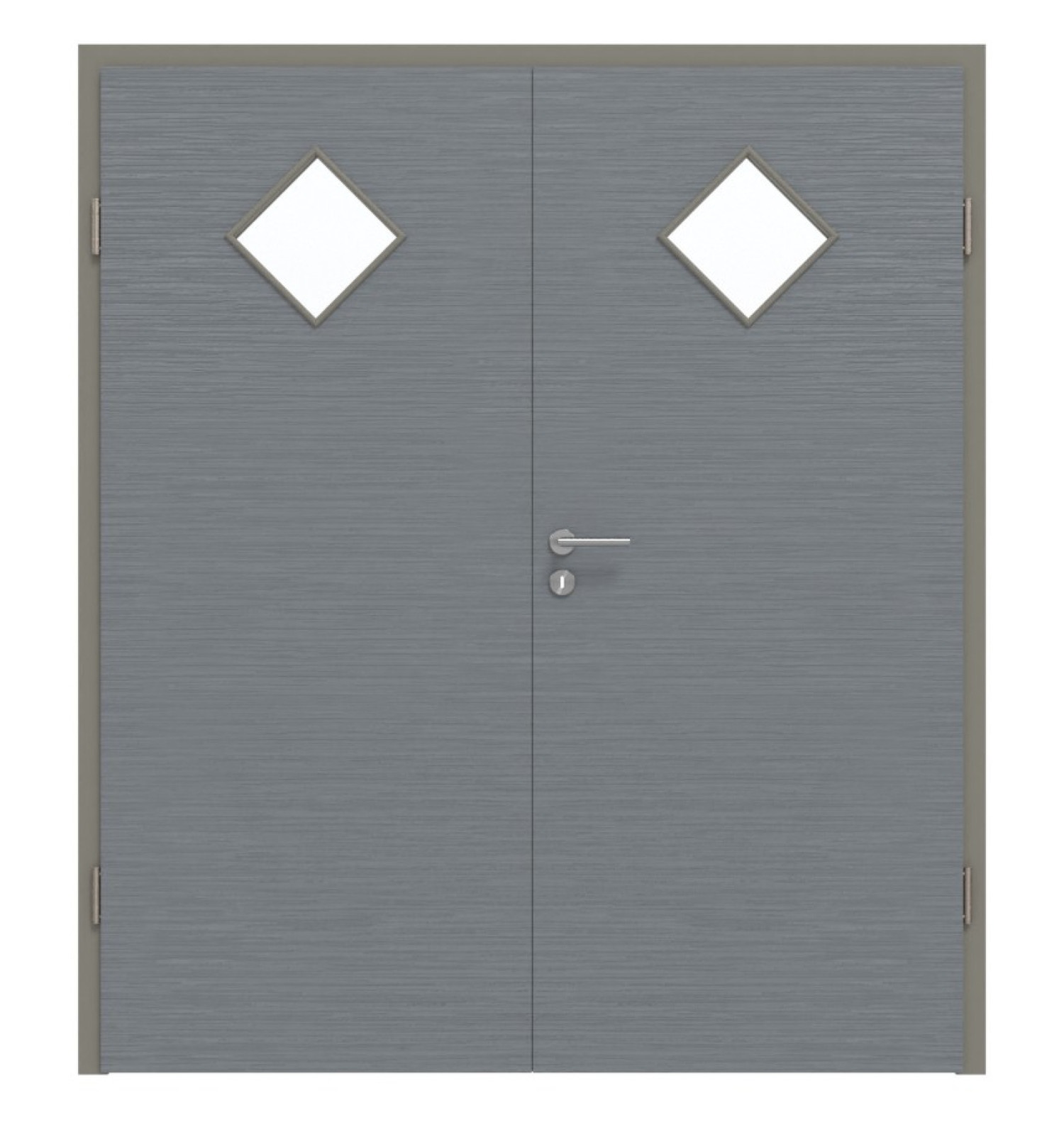 Widok z przodu podwójnych drzwi LA 6 Romb Strukturalny Hygge Szary Basic z ościeżnicą - Huga