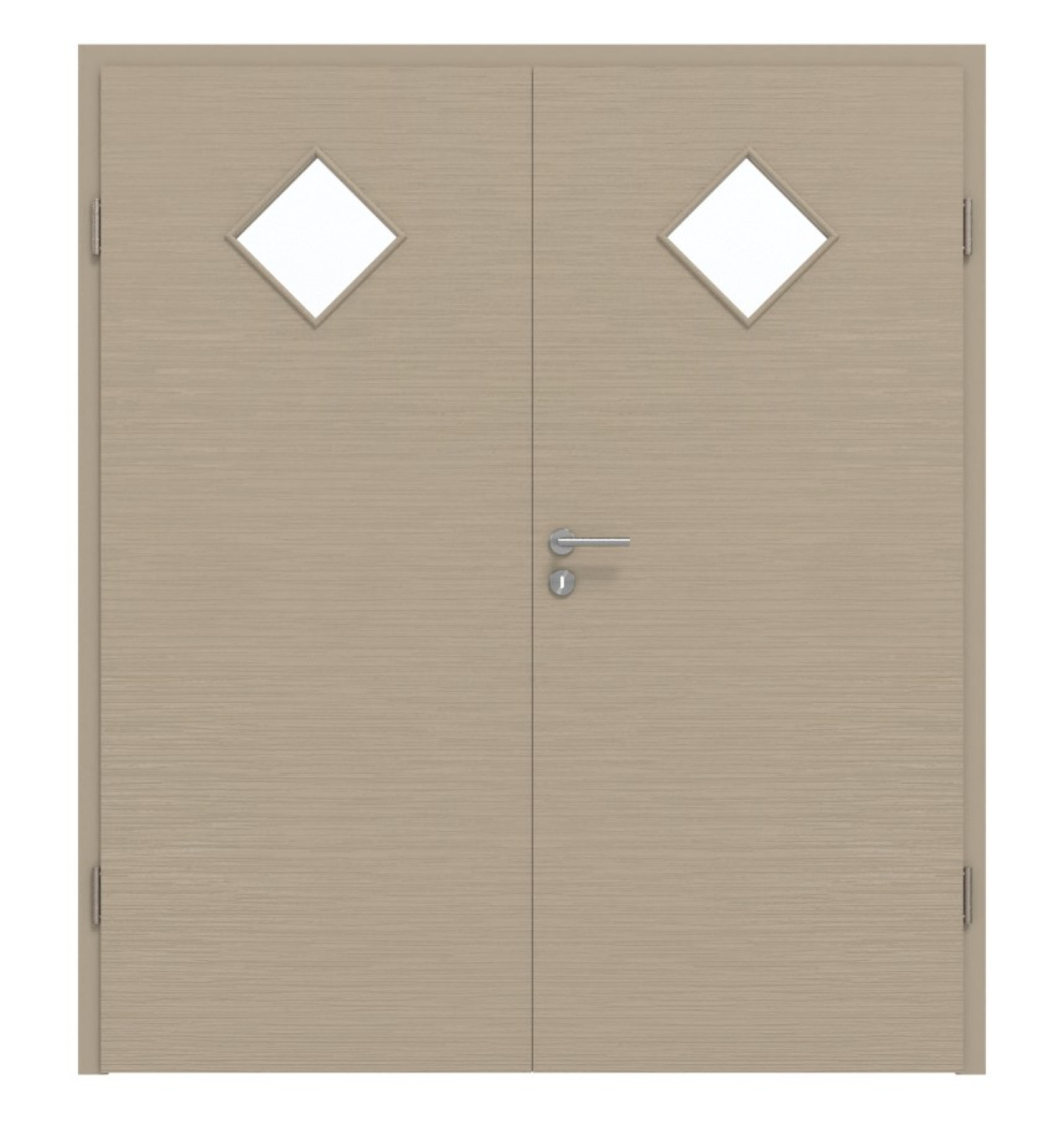 Widok z przodu podwójnych drzwi LA 6 Strukturalne Taupe Basic z ościeżnicą - Huga