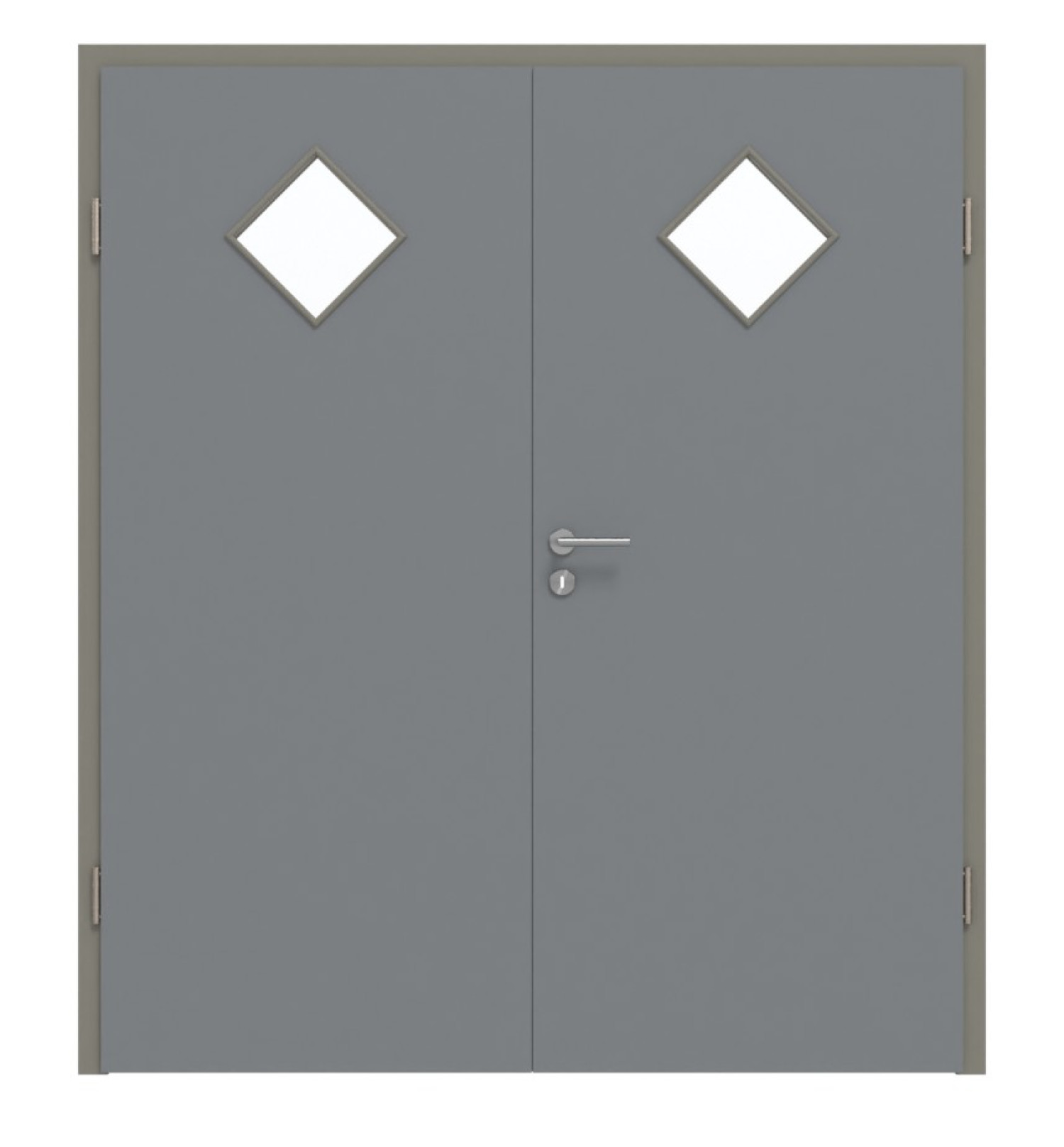 Widok z przodu podwójnych drzwi LA 6 Raute Ultramatt Hygge Szary Basic z ościeżnicą - Huga