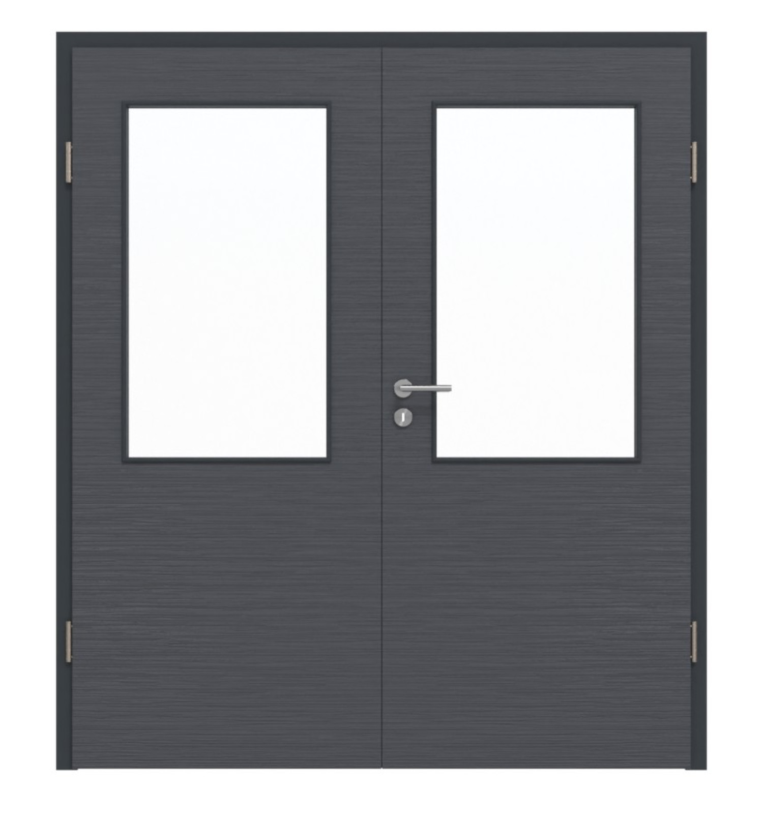 Widok z przodu podwójnych drzwi LA 7 Struktura Antracytowa Basic z ościeżnicą - Huga