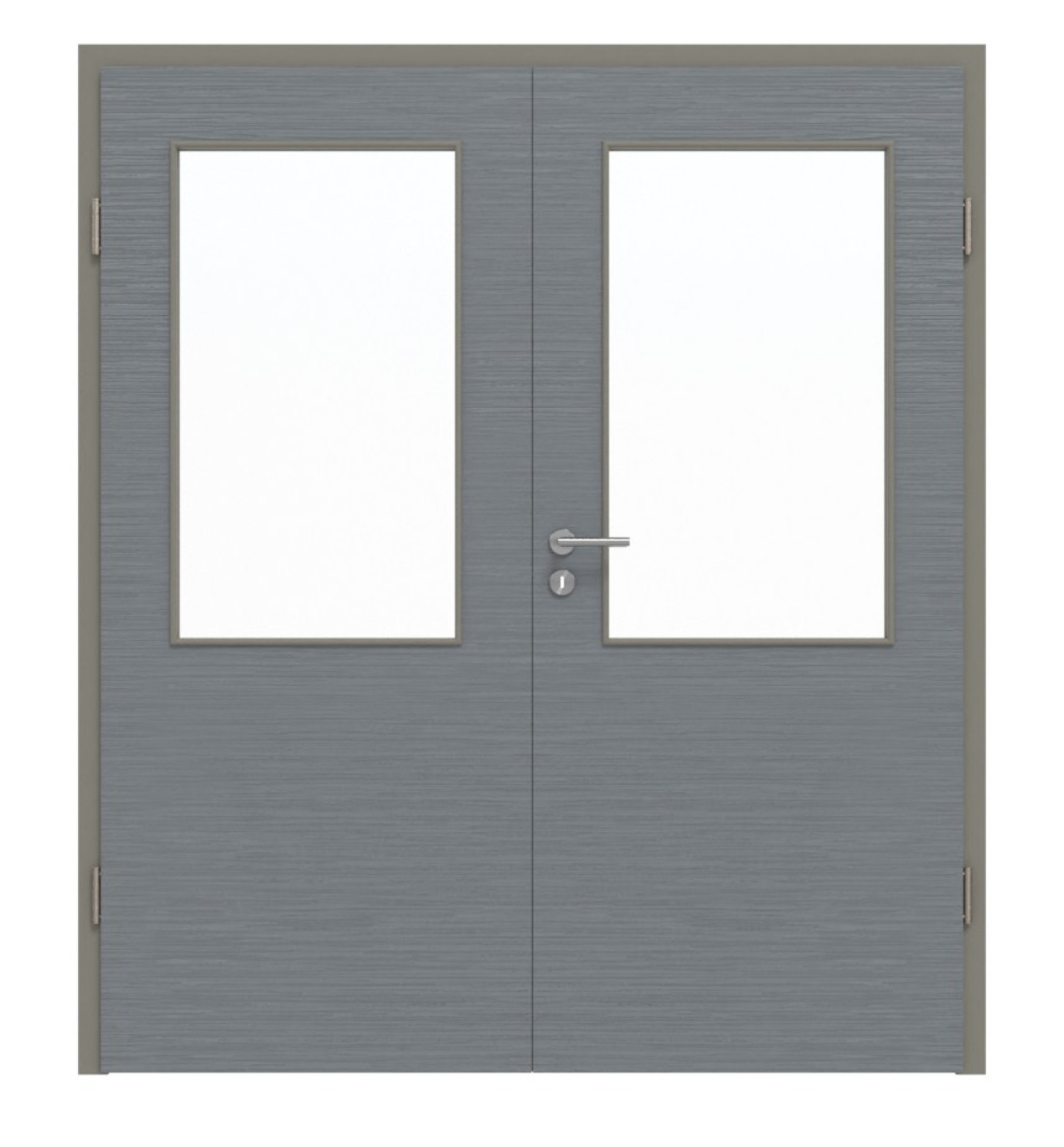 Widok z przodu podwójnych drzwi LA 7 Strukturalne Hygge Szare Basic z ościeżnicą - Huga