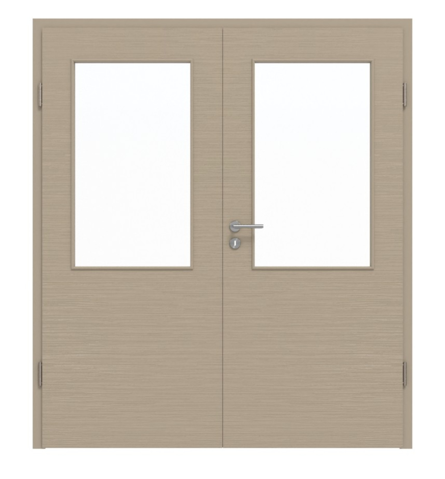 Widok z przodu podwójnych drzwi LA 7 Strukturalne Taupe Basic z ościeżnicą - Huga