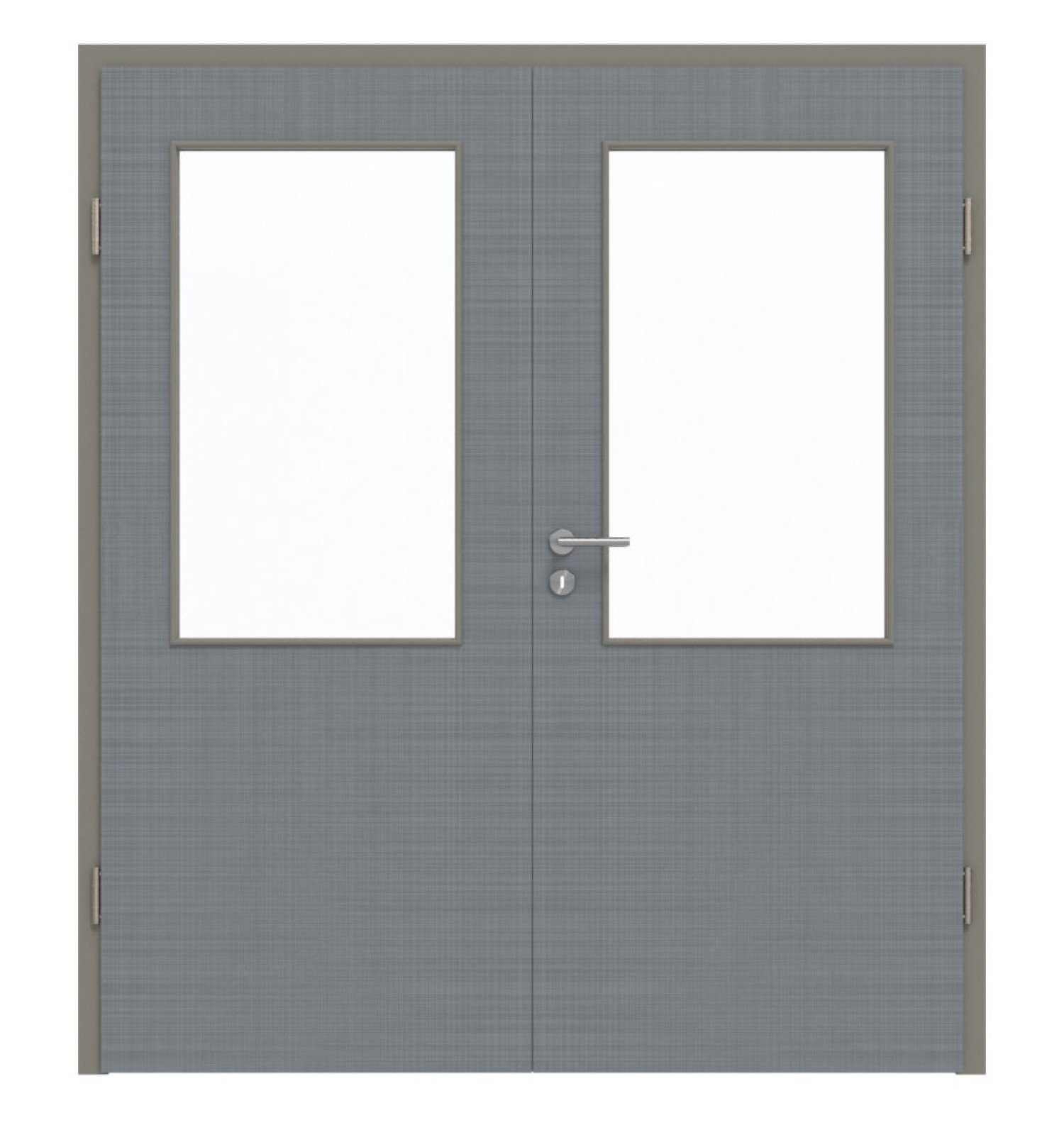 Widok frontowy podwójnych drzwi LA 7 Cotton like Hygge Szary Basic z ościeżnicą - Huga