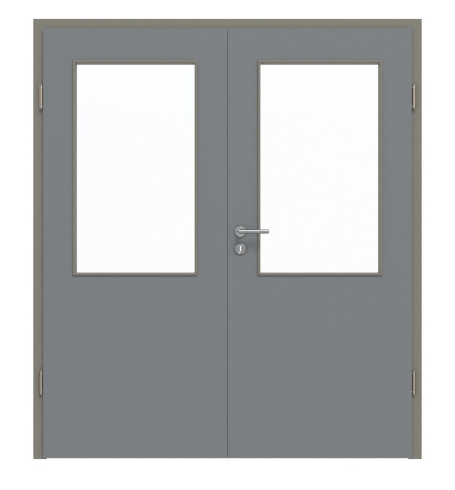 Widok z przodu podwójnych drzwi LA 7 Ultramatt Hygge Szary Basic z ościeżnicą - Huga