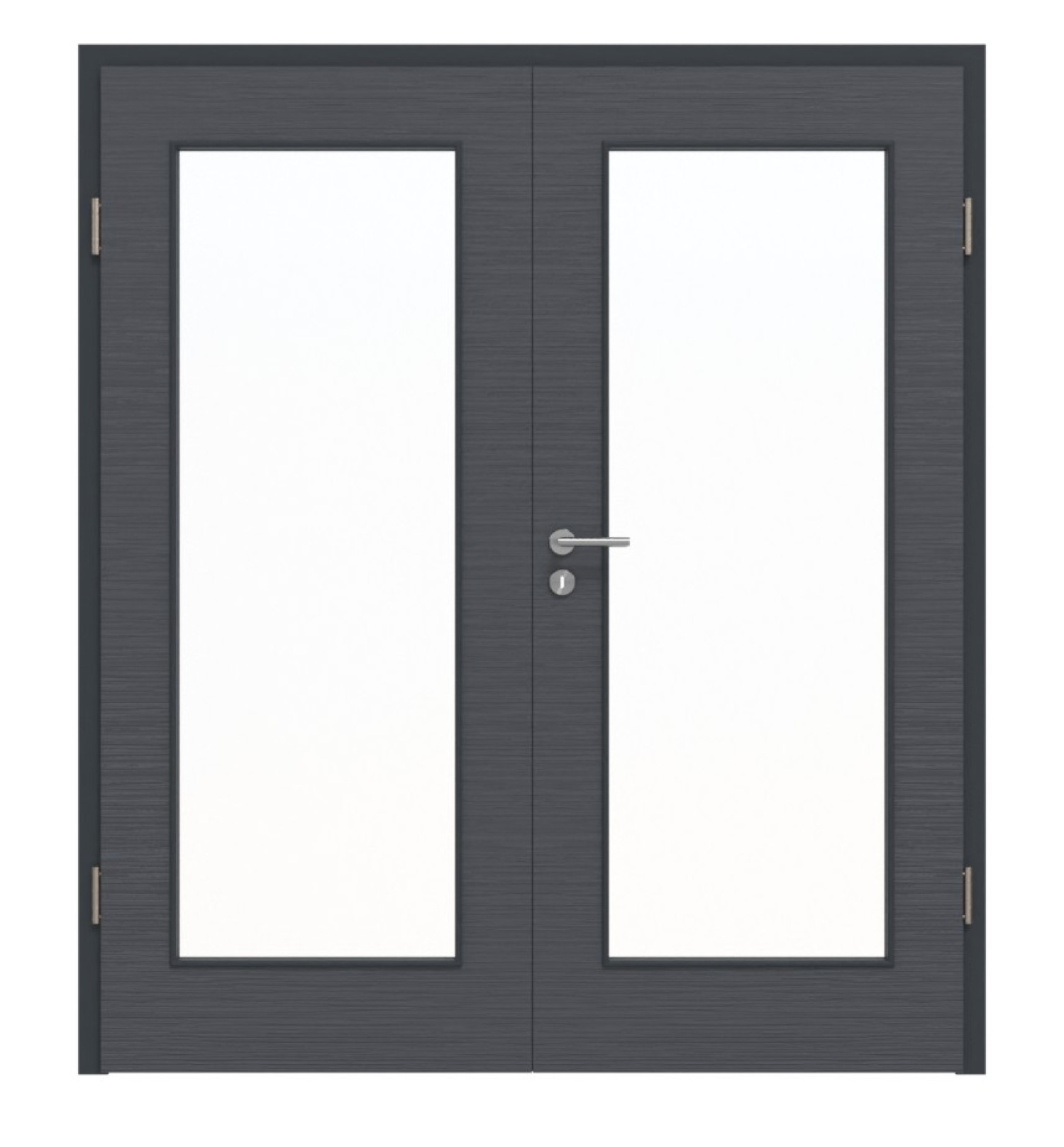 Widok frontowy podwójnych drzwi LA 8 Struktura Antracytowa Basic z ościeżnicą - Huga