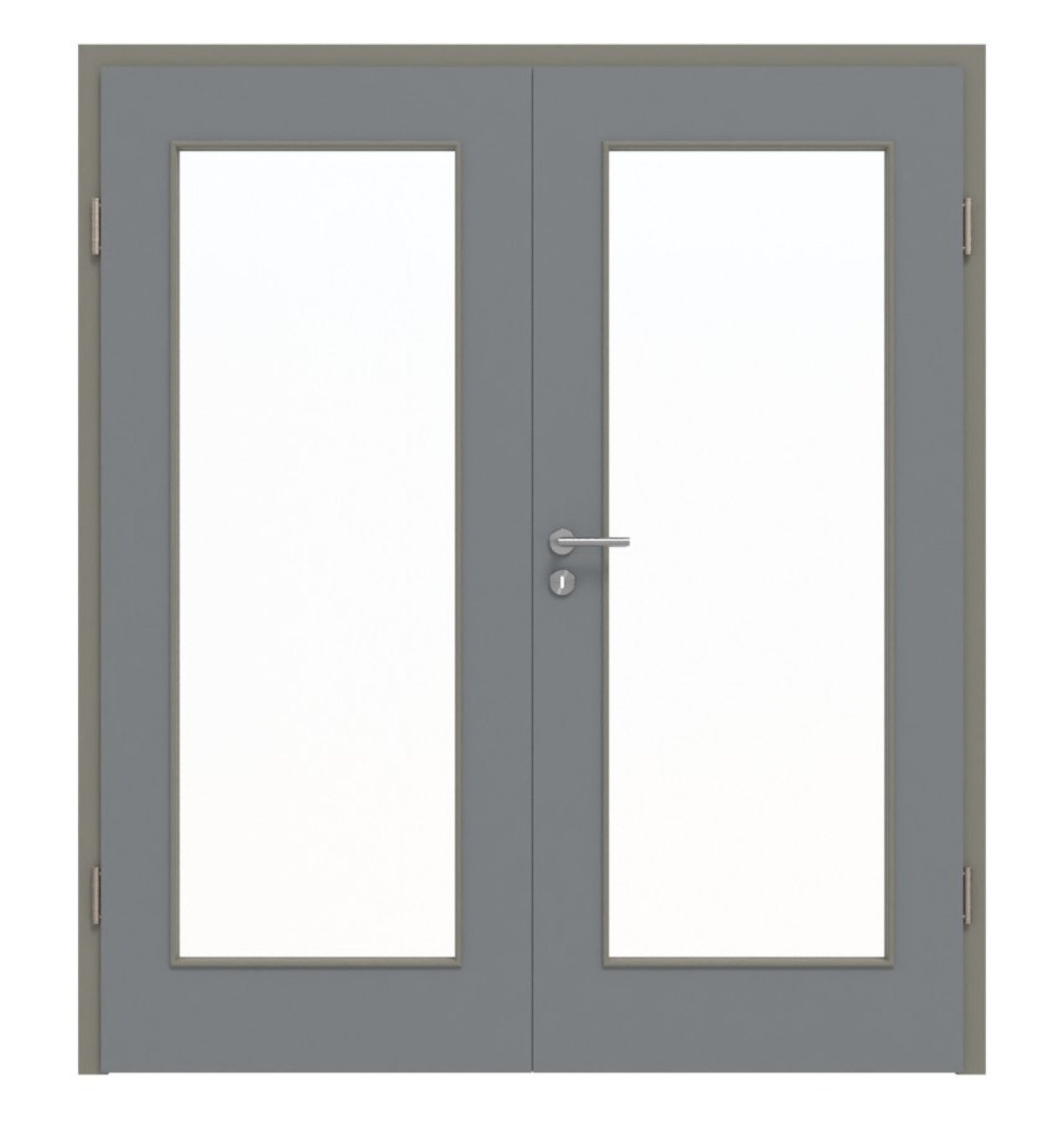 Widok z przodu podwójnych drzwi LA 8 Ultramatt Hygge Szary Basic z ościeżnicą - Huga
