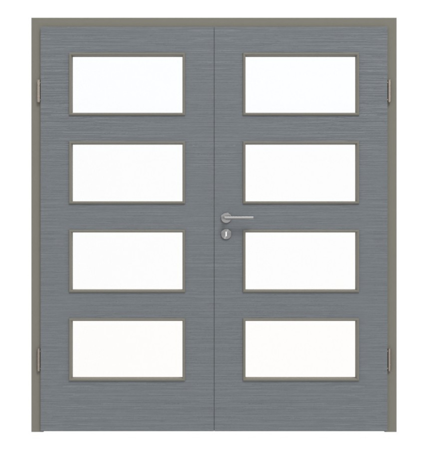 Widok z przodu podwójnych drzwi LA 9 Strukturalne Hygge Szare Basic z ościeżnicą - Huga