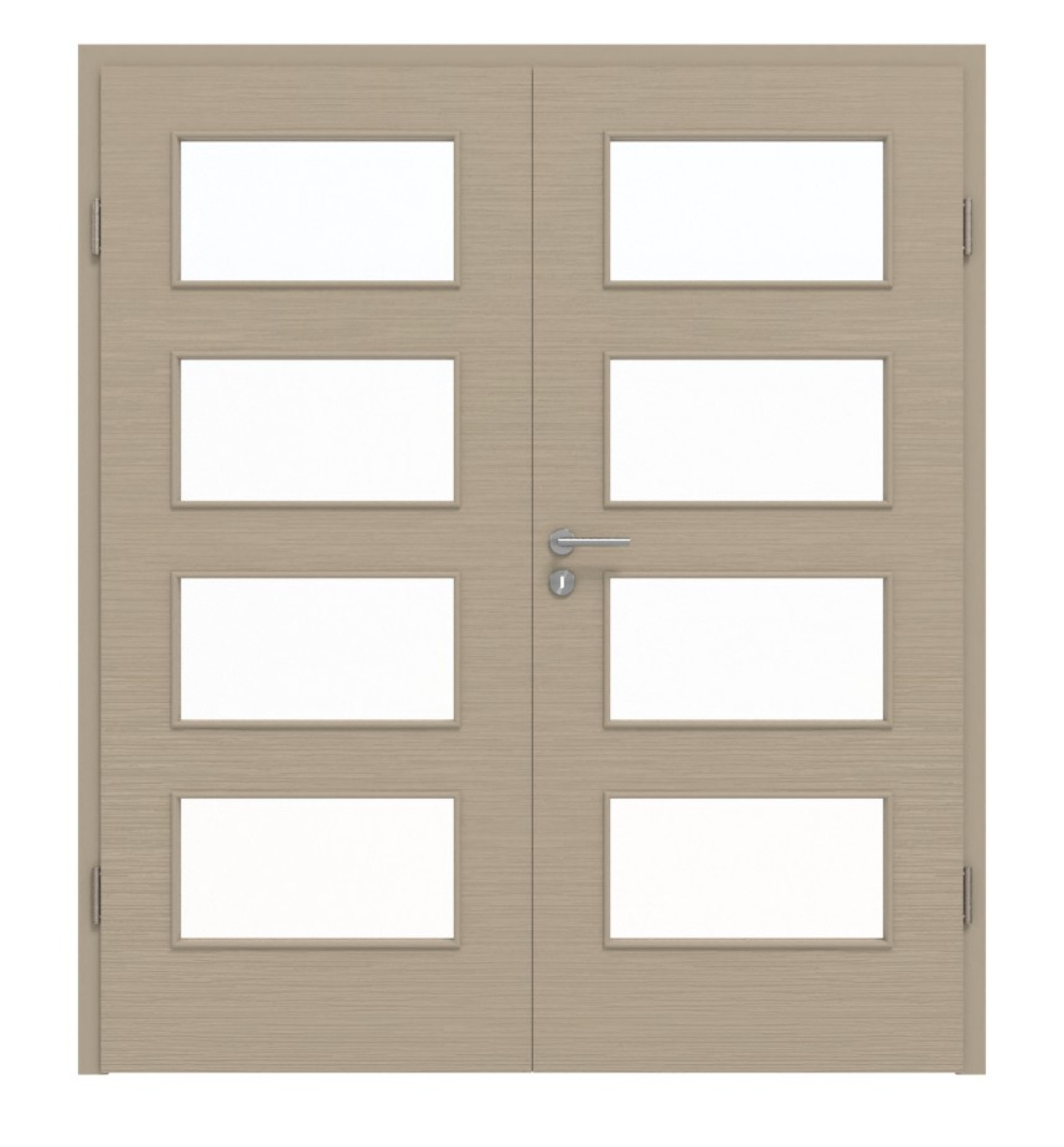 Widok z przodu podwójnych drzwi LA 9 Strukturalne Taupe Basic z ościeżnicą - Huga