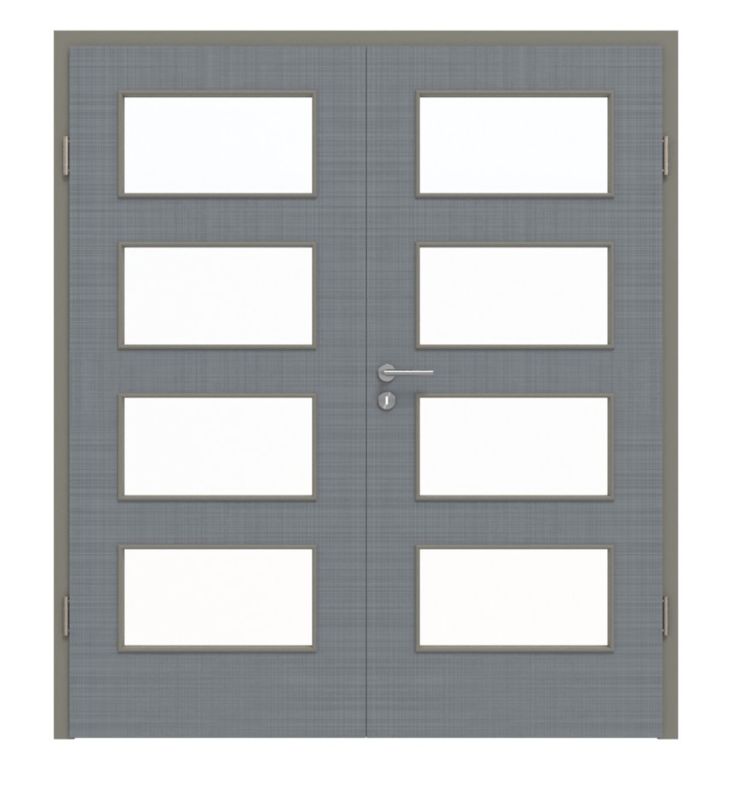 Widok frontowy podwójnych drzwi LA 9 Cotton like Hygge Szary Basic z ościeżnicą - Huga