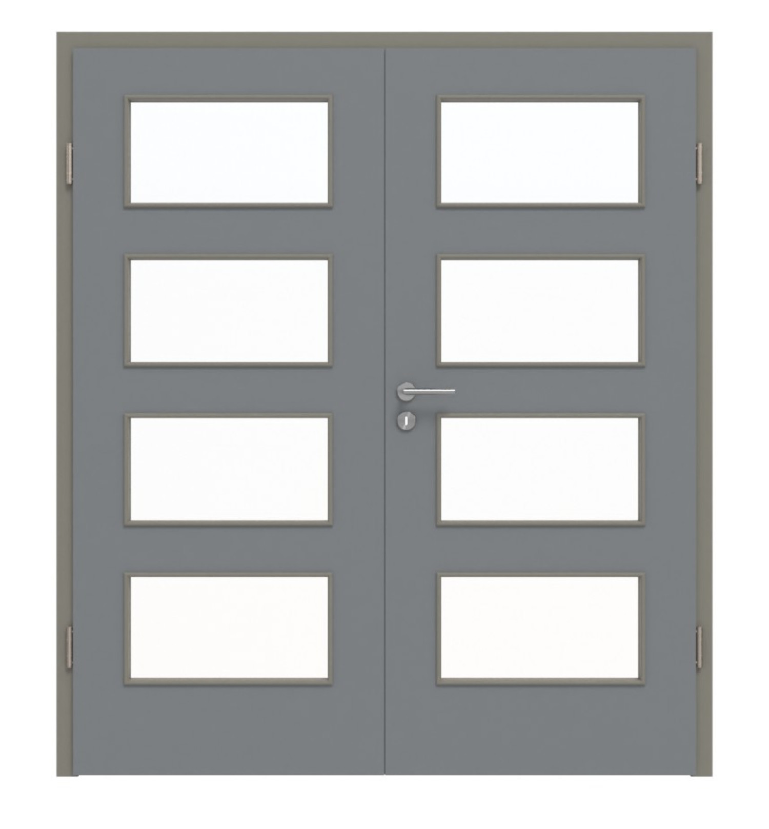 Widok z przodu podwójnych drzwi LA 9 Ultramatt Hygge Szary Basic z ościeżnicą - Huga